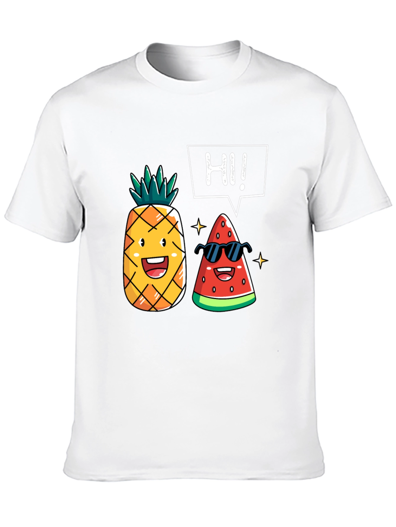 Black Funny Fruit T-Shirt: Pineapple & Watermelon Graphic Tee view 10