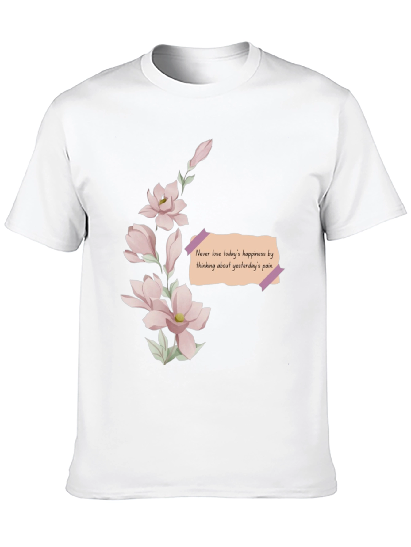 Black Floral Reminder T-Shirt - Never Lose Happiness view 10