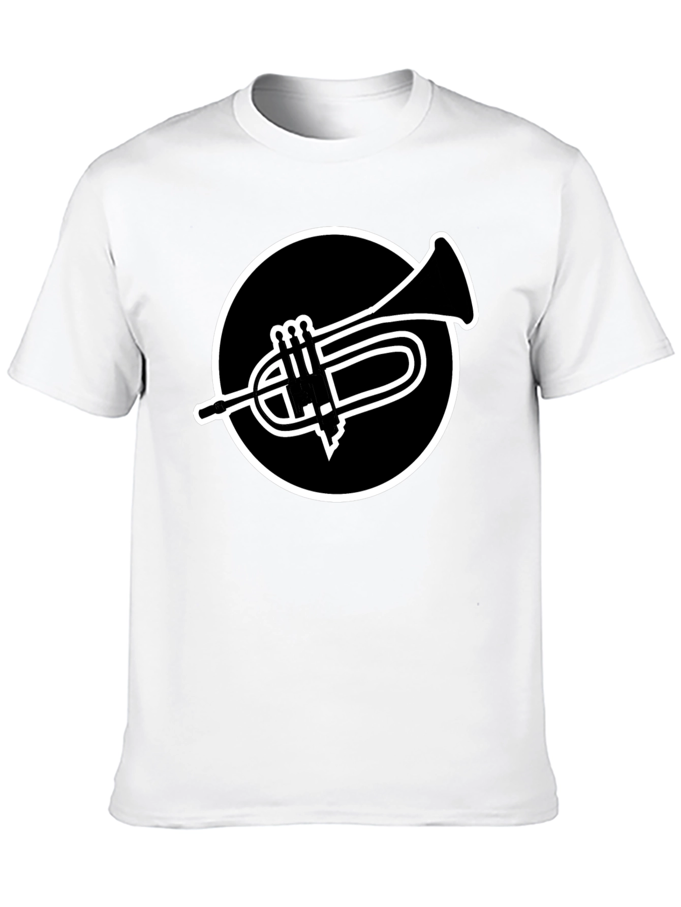 Black Trumpet Circle Graphic Tee - Black Cotton Casual Shirt view 10