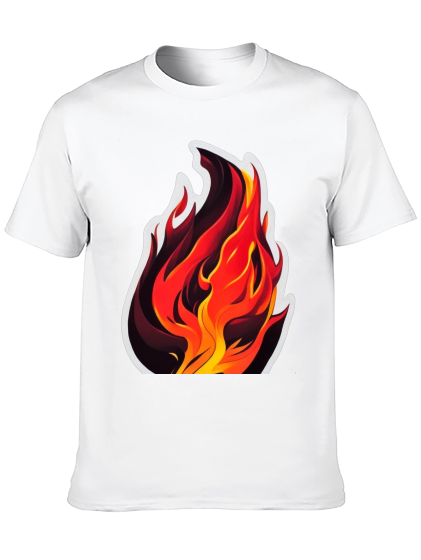 Black Fiery Flames Graphic Tee - Bold Black Cotton T-Shirt view 10