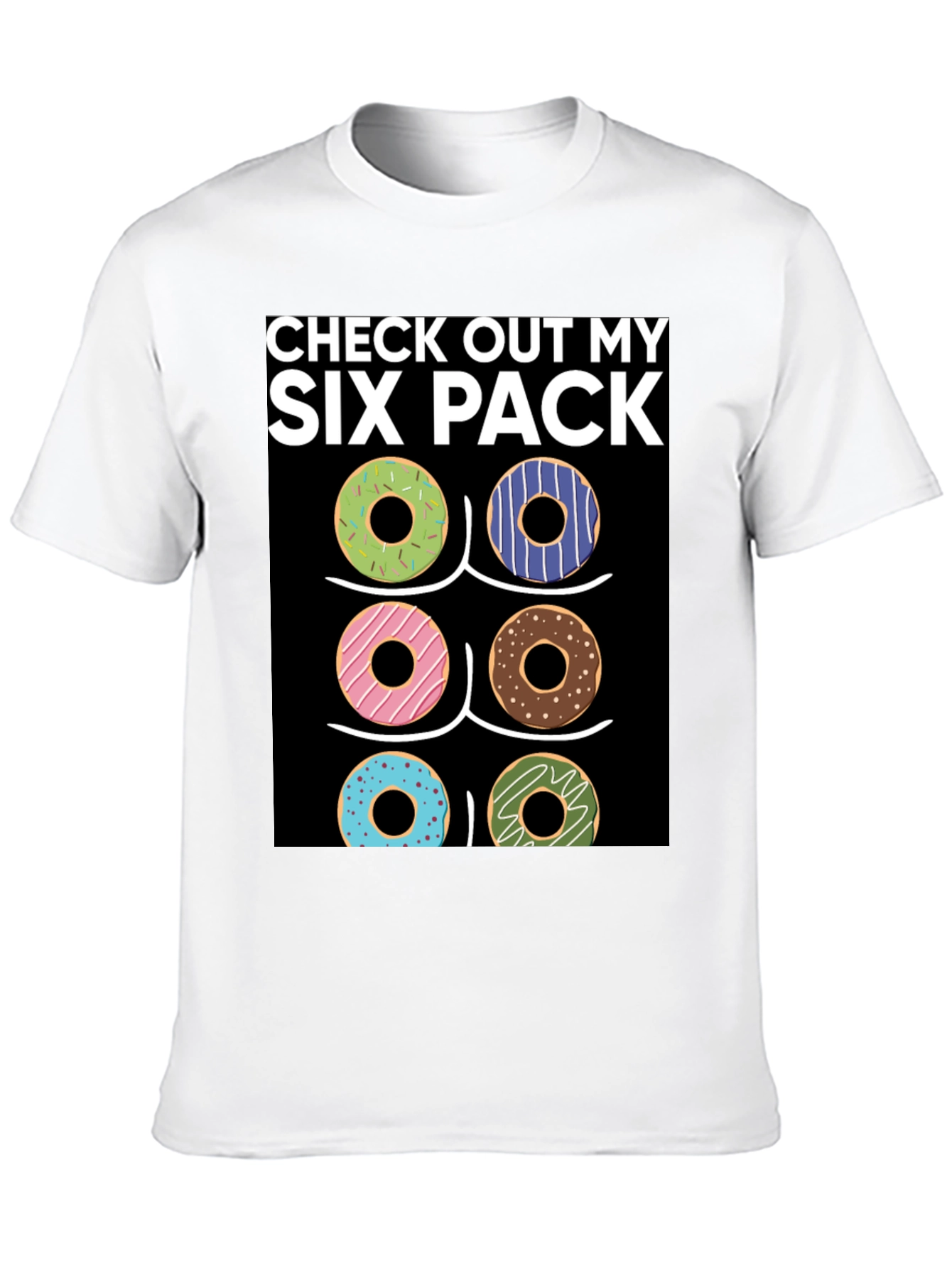 Black Six Pack Donuts T-Shirt - Funny Gym Workout Tee view 10
