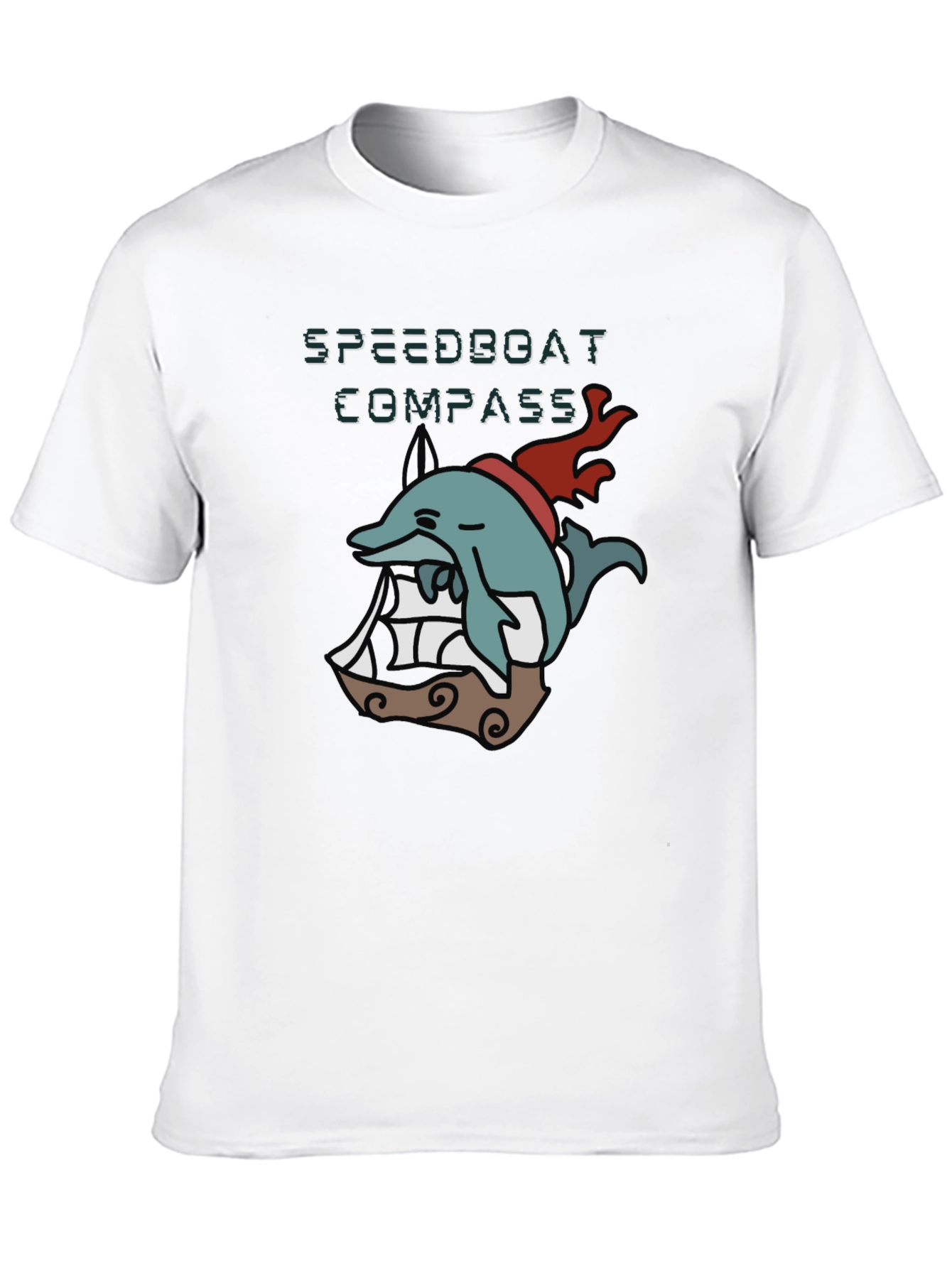 Black Novelty Dolphin Compass T-Shirt - Black view 10