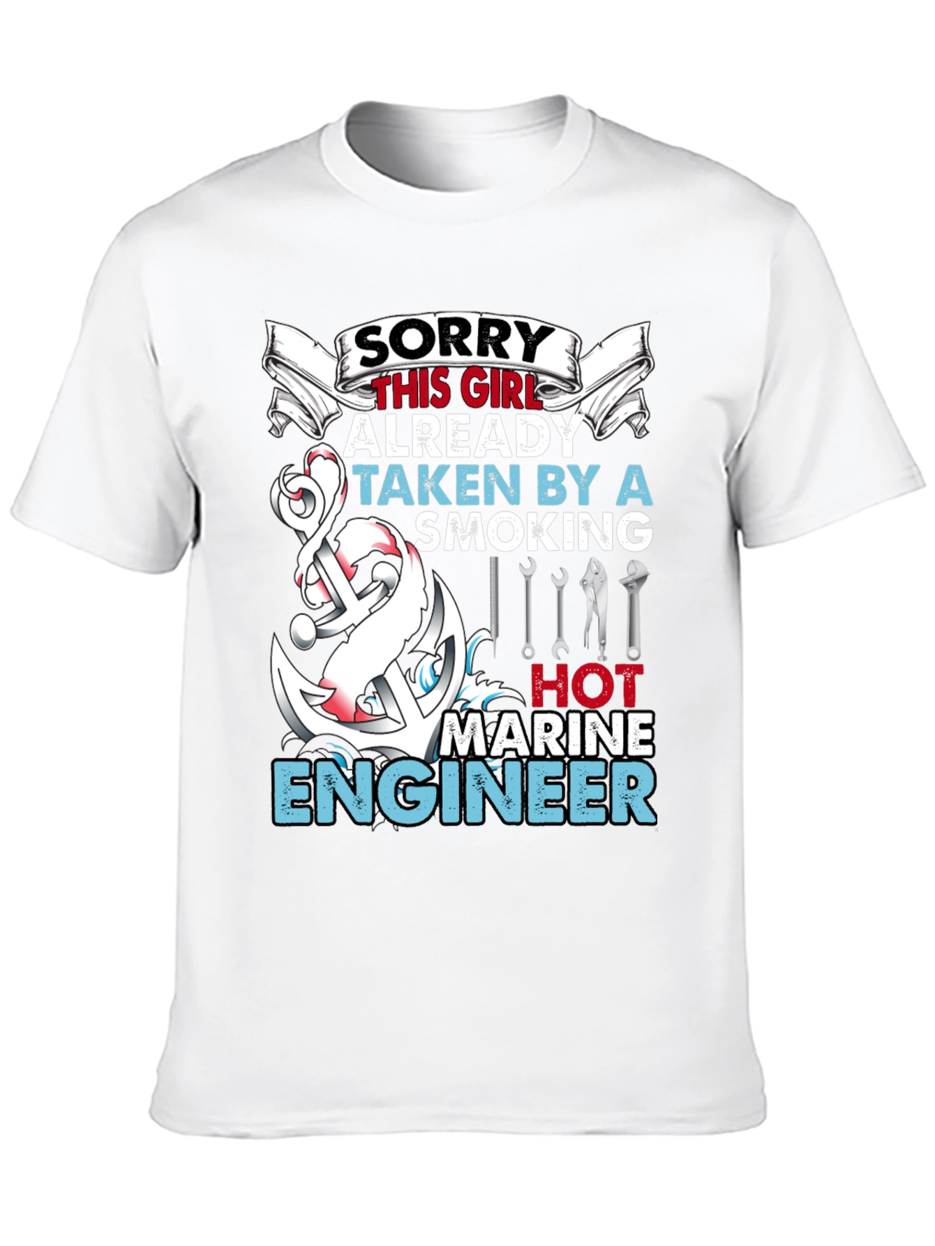Black Sorry Girl Marine Engineer Graphic T-Shirt view 10
