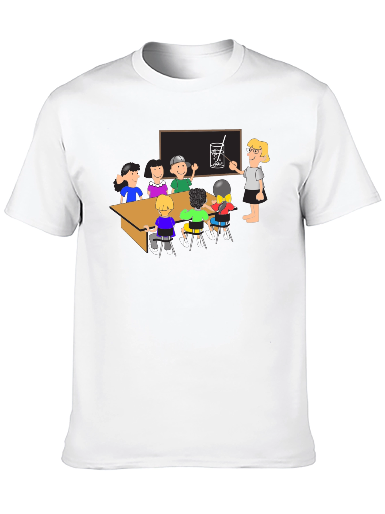 Black Cartoon School Kids Print Black T-Shirt view 10