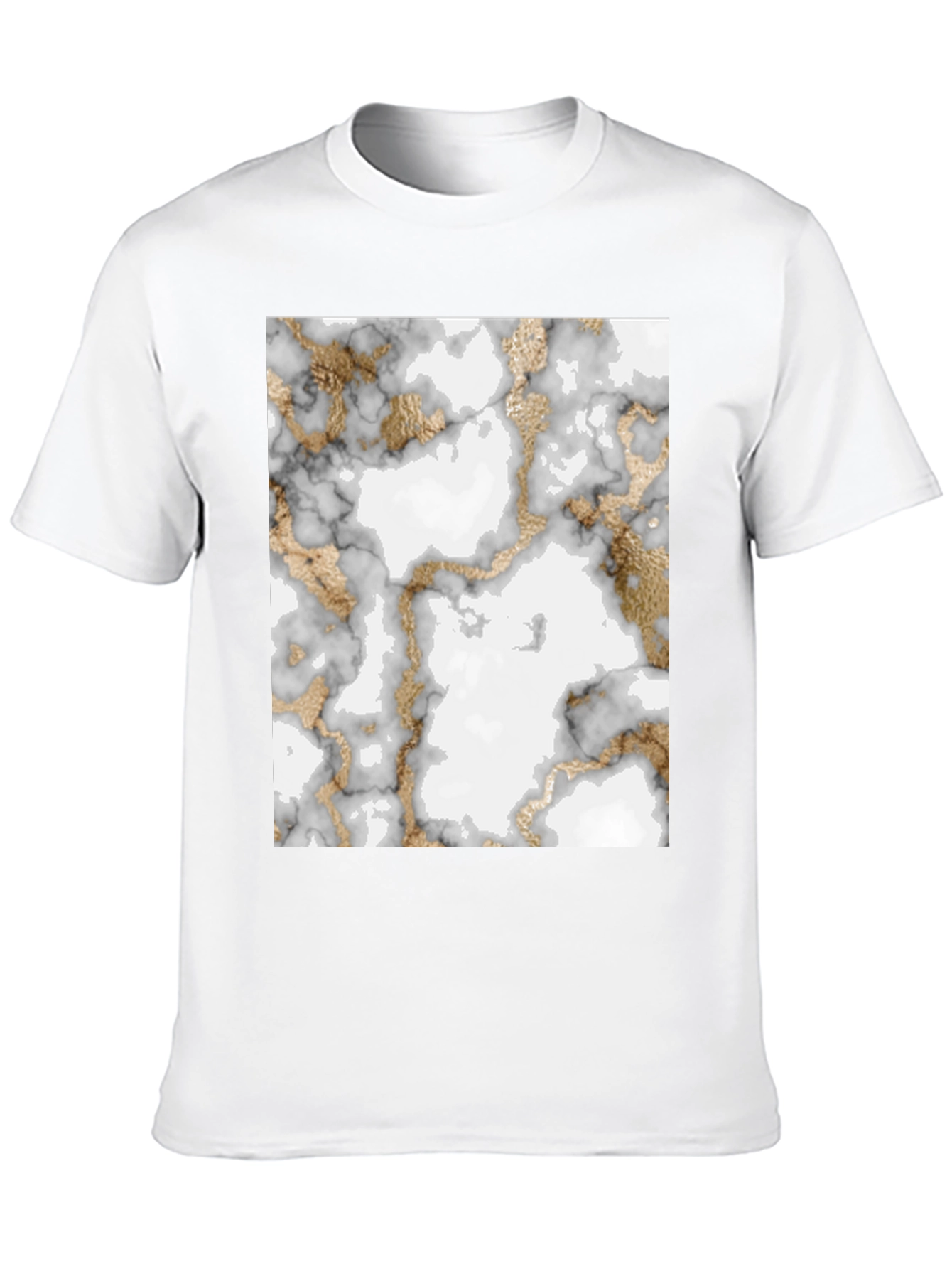 Black Marble & Gold Pattern T-Shirt view 10