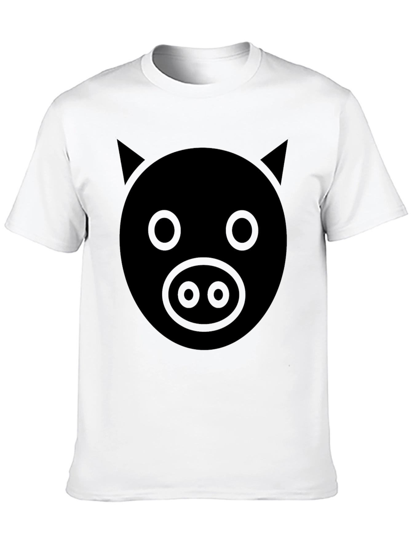 Black Men's Pig Face Graphic Tee - Black Cotton Blend view 10