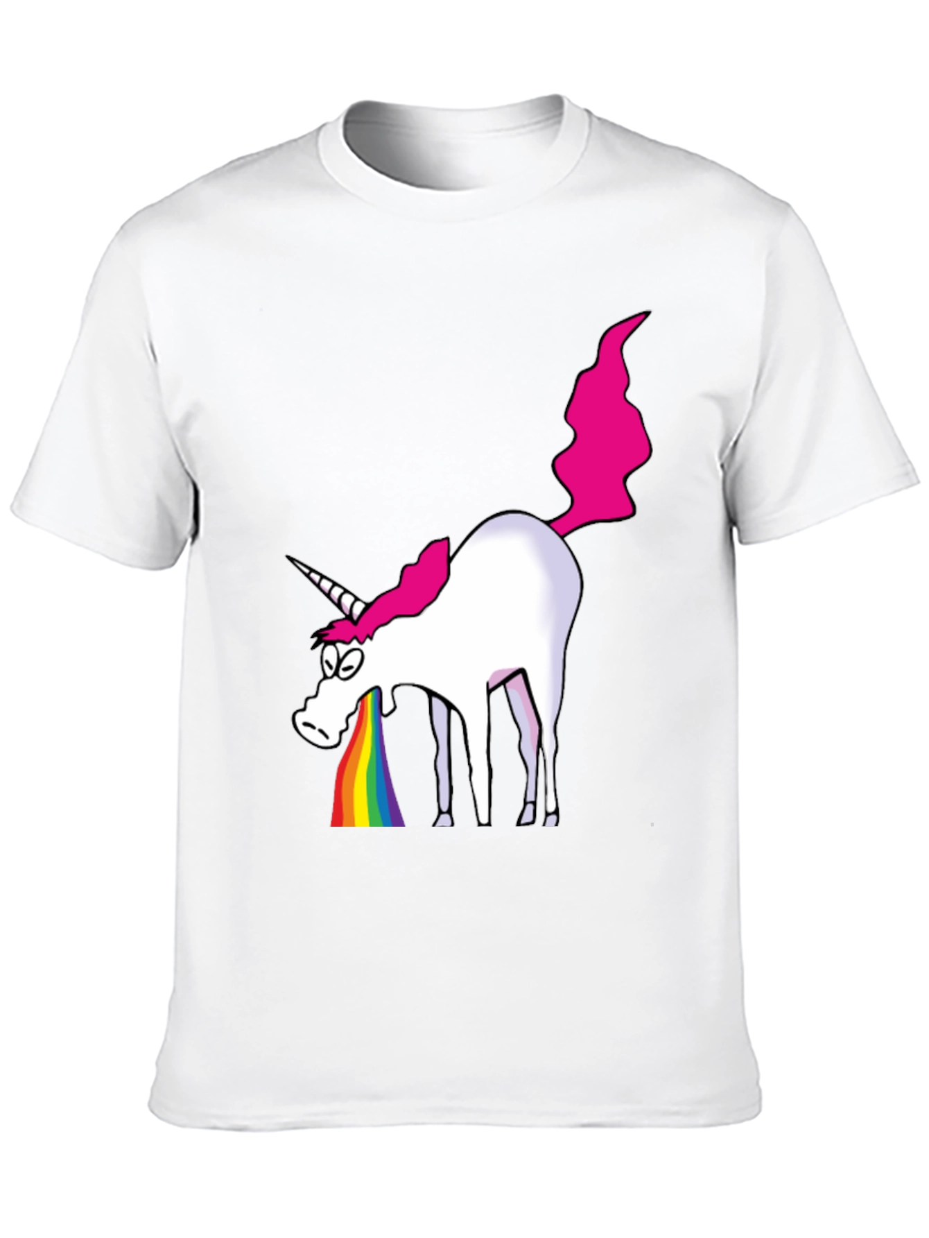 Black Unicorn Rainbow Vomit Graphic T-Shirt - Black Cotton Tee view 10