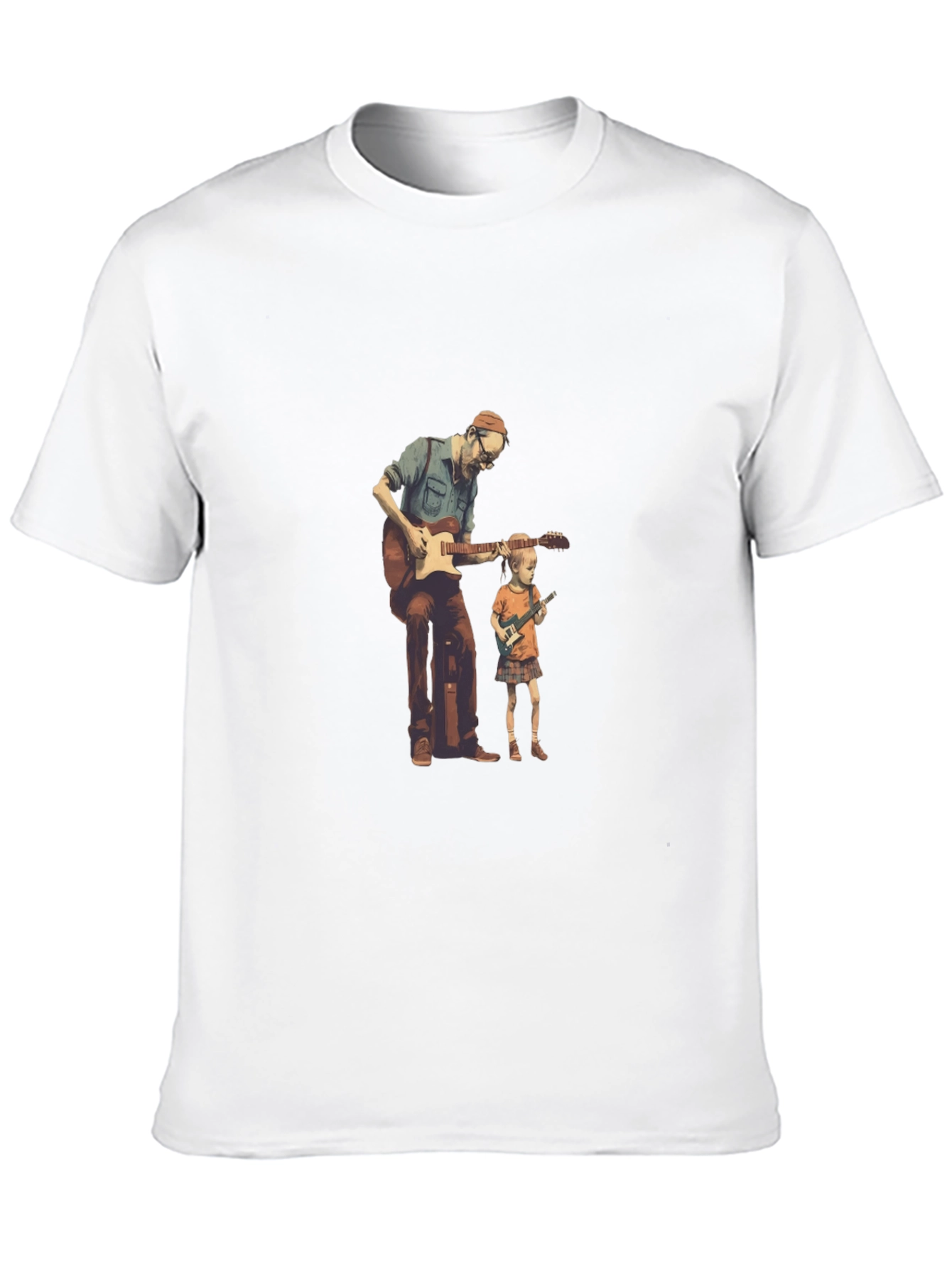 Black Guitarist Dad and Kid Black T-Shirt view 10