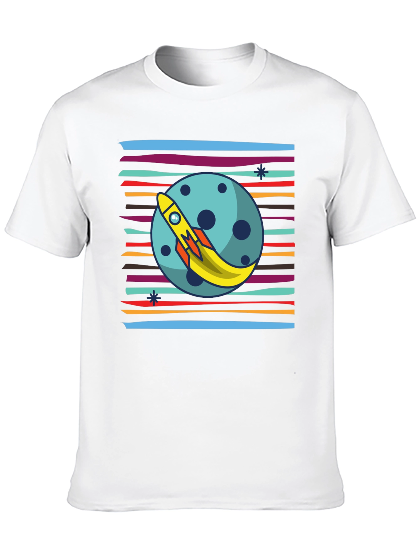 Black Retro Rocket Moon T-Shirt - Blast Off in Style! view 10