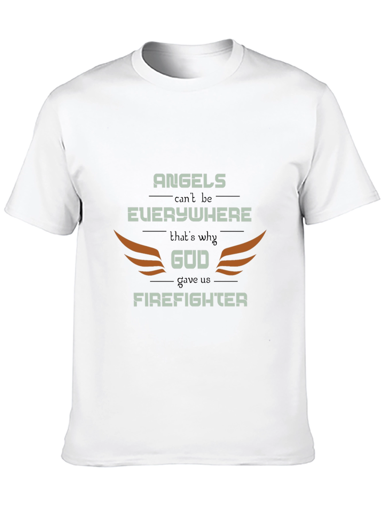 Black Firefighter Graphic Tee - Angel Wings Design, Everyday Wear view 10
