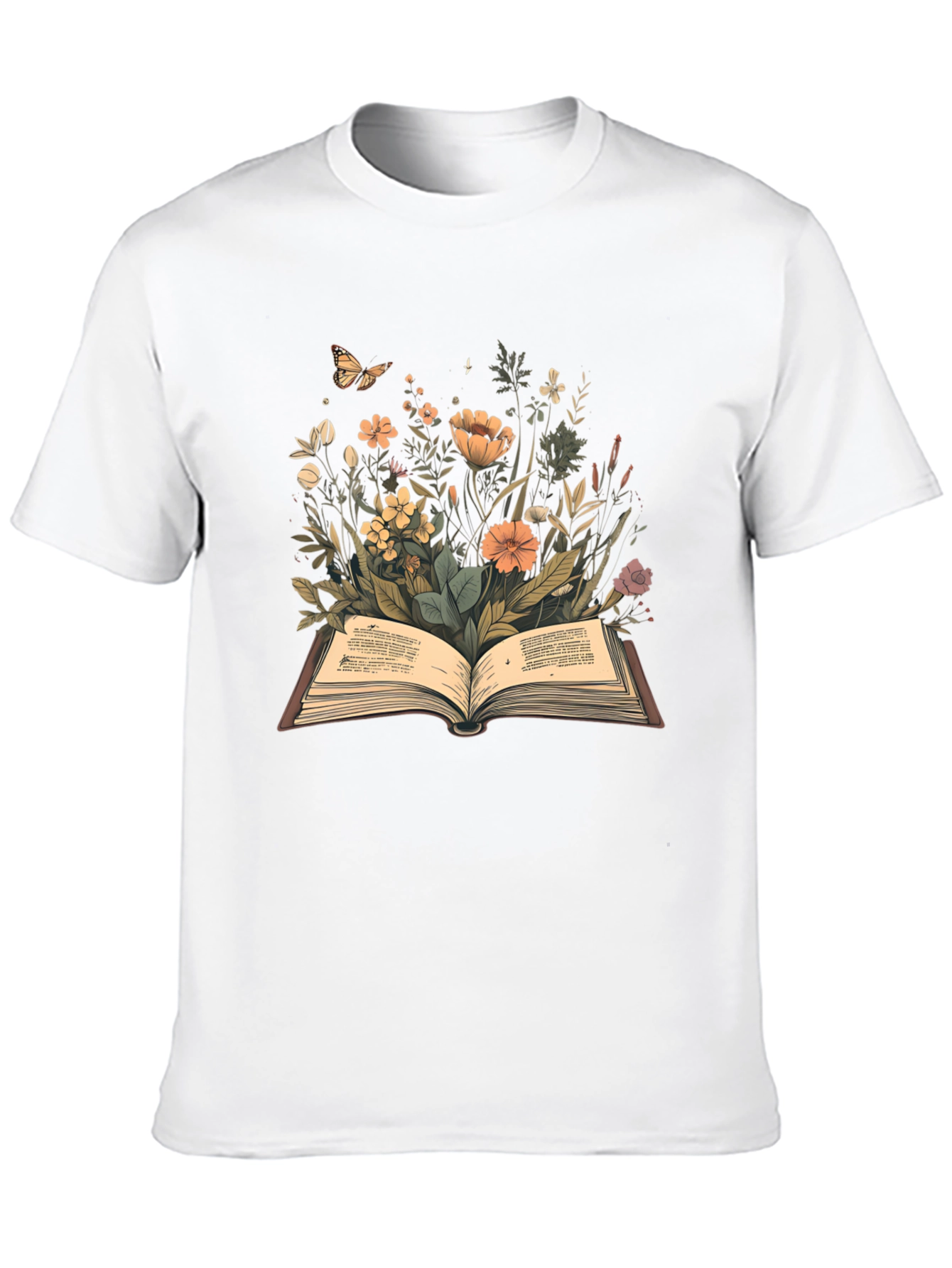 Black Floral Book T-Shirt - Nature Reader Tee view 10