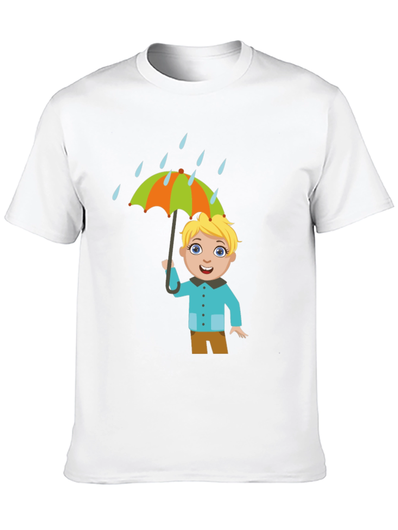 Black Cartoon Boy Umbrella Black T-Shirt view 10