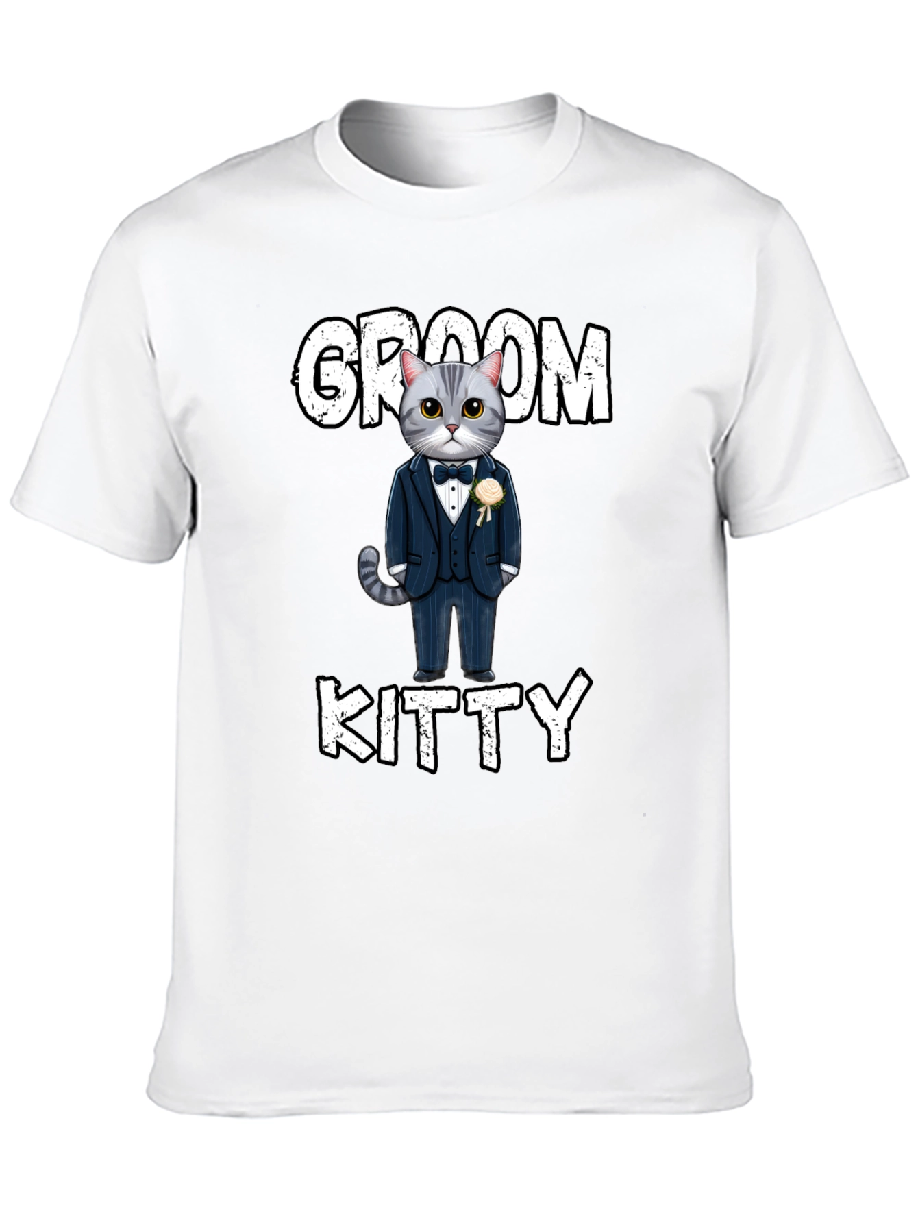 Black Groom Kitty T-Shirt - Cat Wedding Apparel view 10