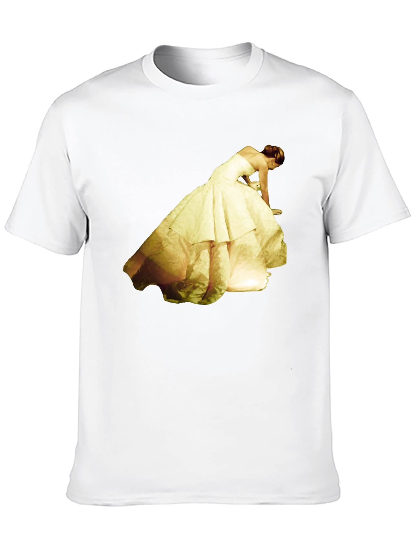 Black Black T-Shirt with Yellow Dress Graphic Tee view 10