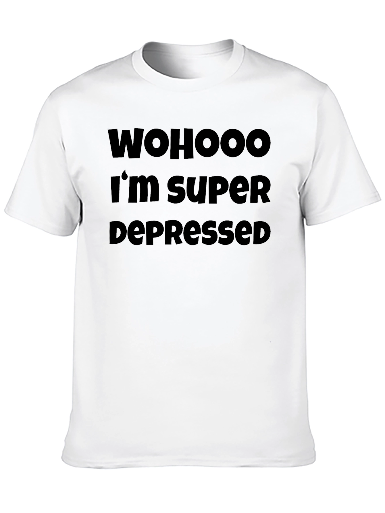 Black WOHOOO I'M SUPER DEPRESSED Black Graphic T-Shirt view 10