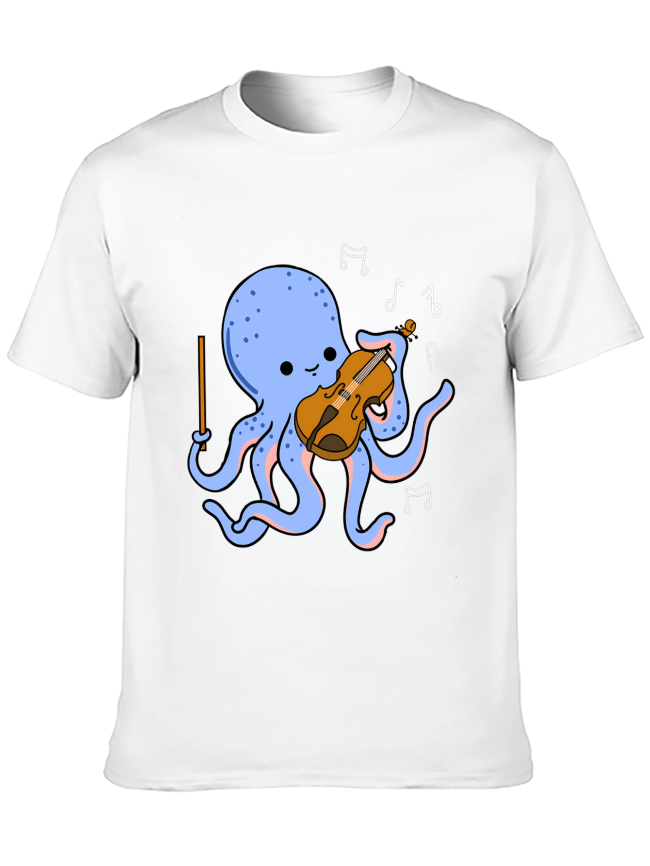 Black Octopus Musician T-Shirt - Cute Cartoon Violin Player Tee view 10