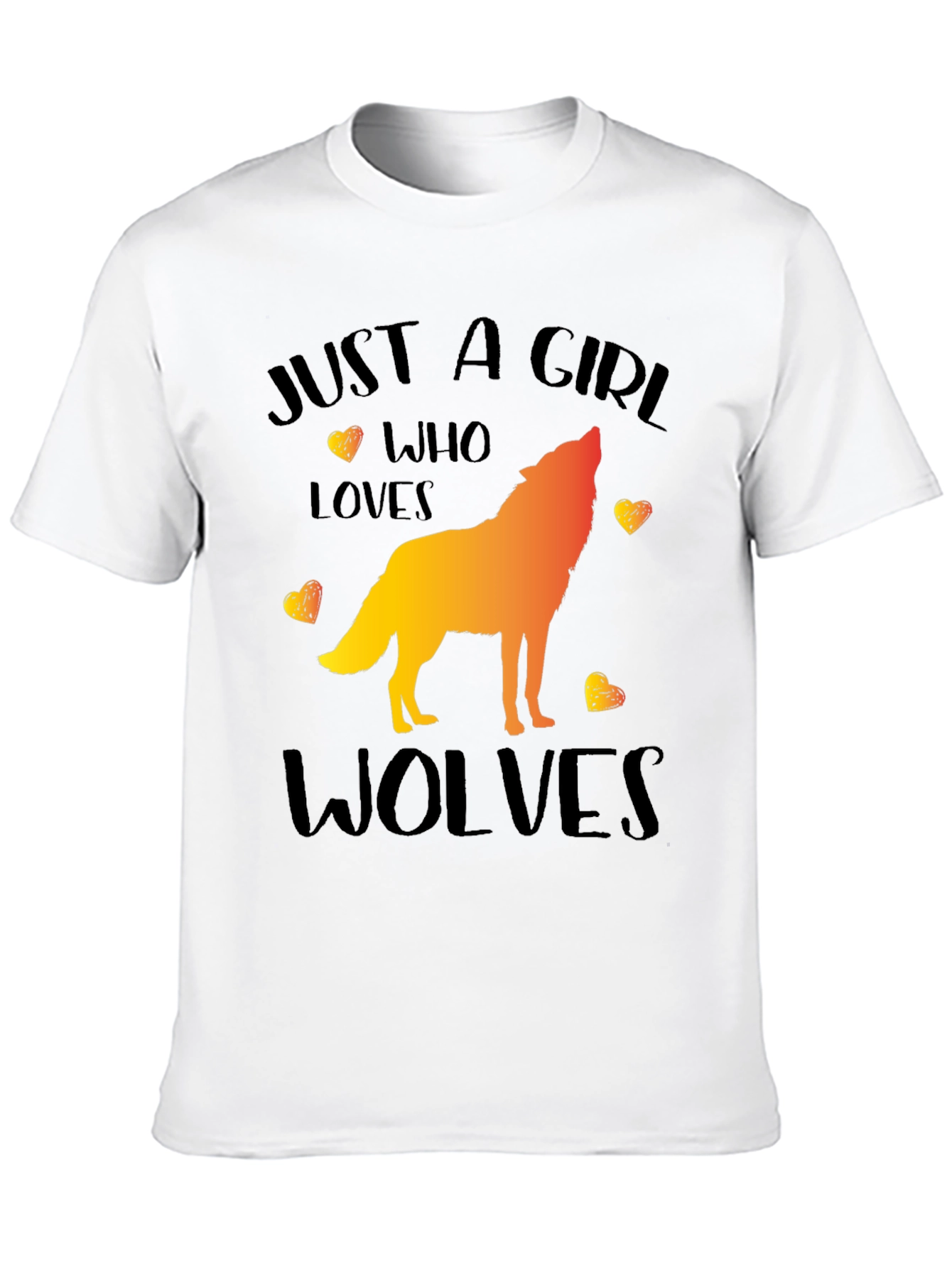 Black Just a Girl Who Loves Wolves Graphic T-Shirt view 10
