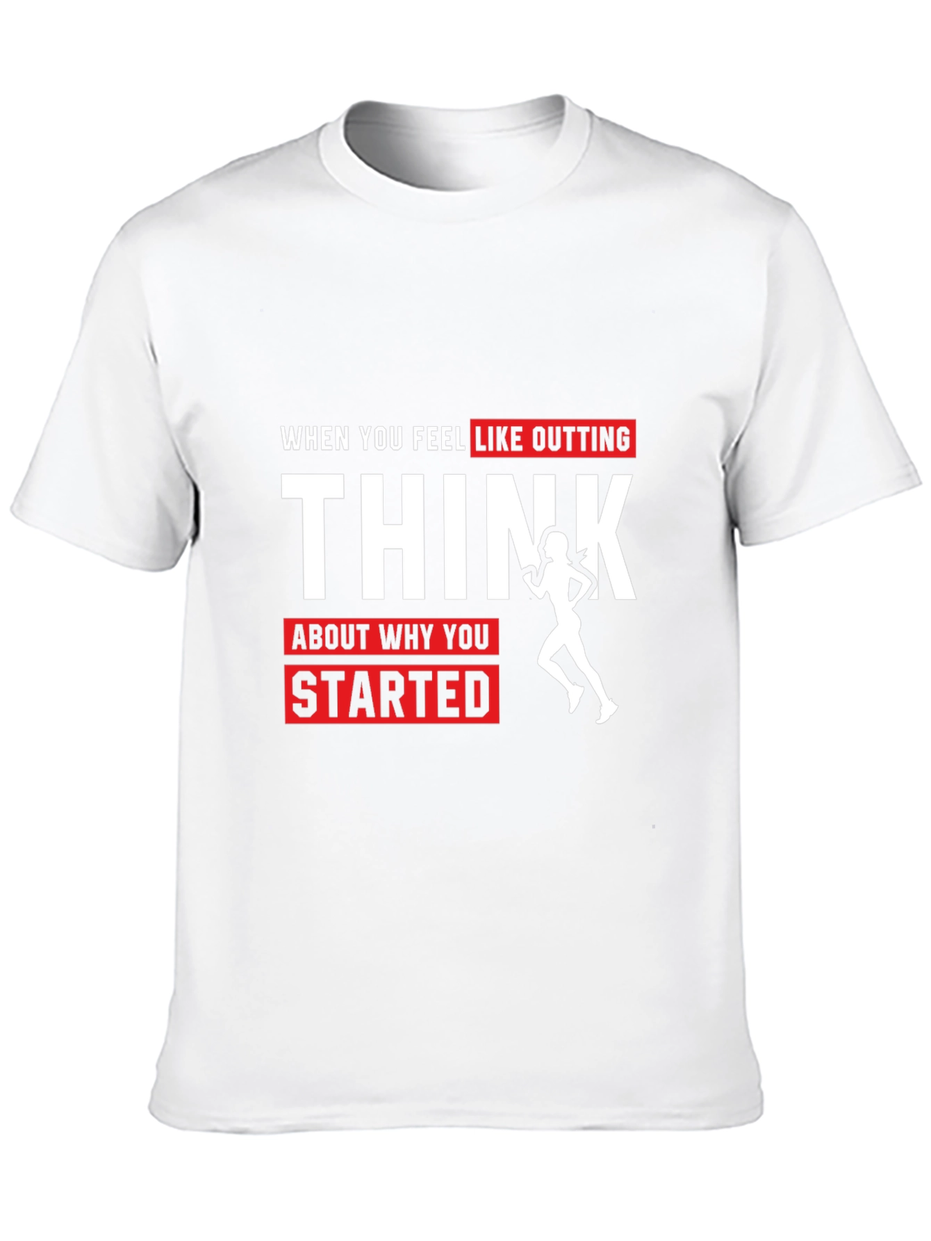 Black Motivational Running T-Shirt: Think Why You Started view 10