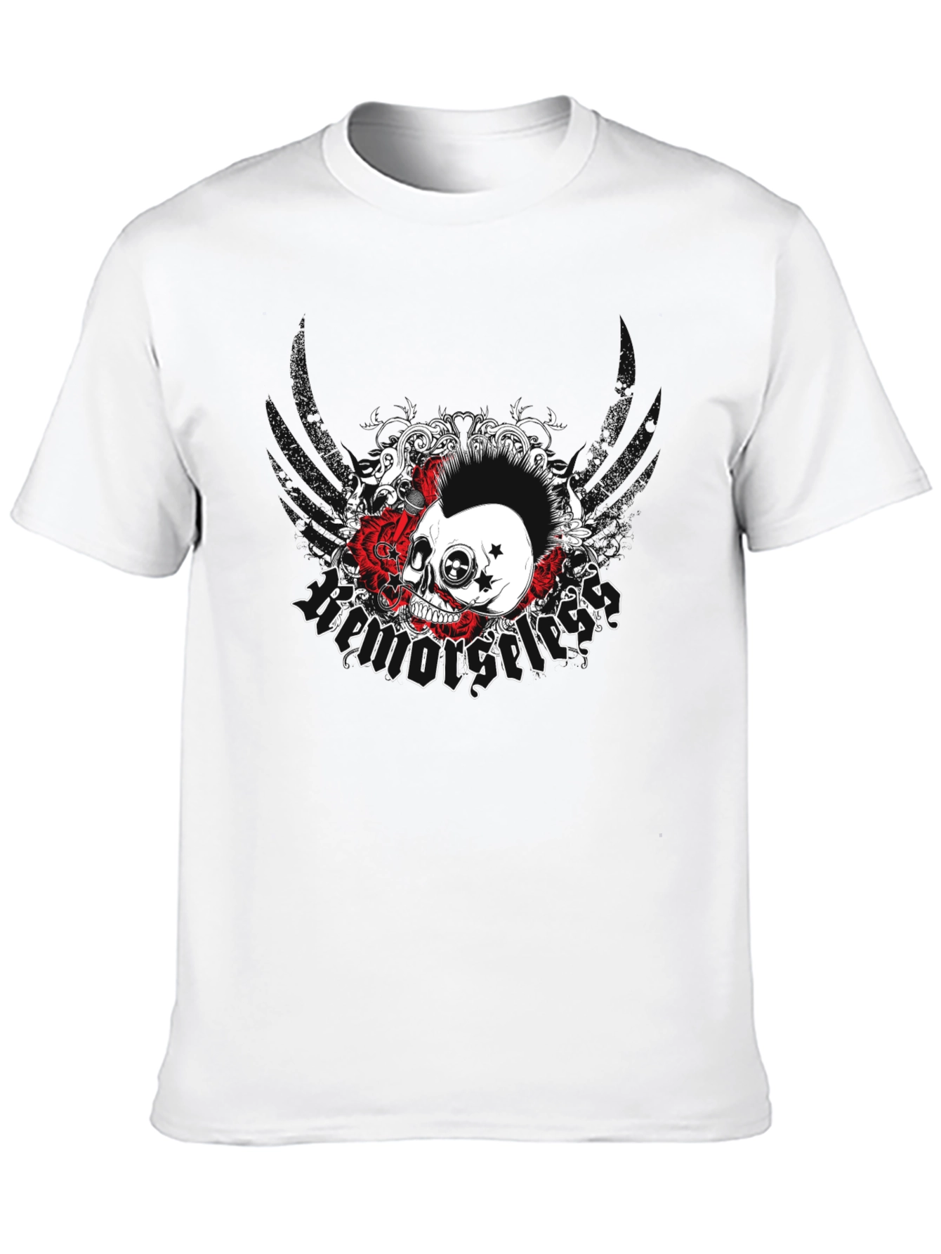 Black Skull & Roses Graphic Tee - Rock Style Shirt view 10