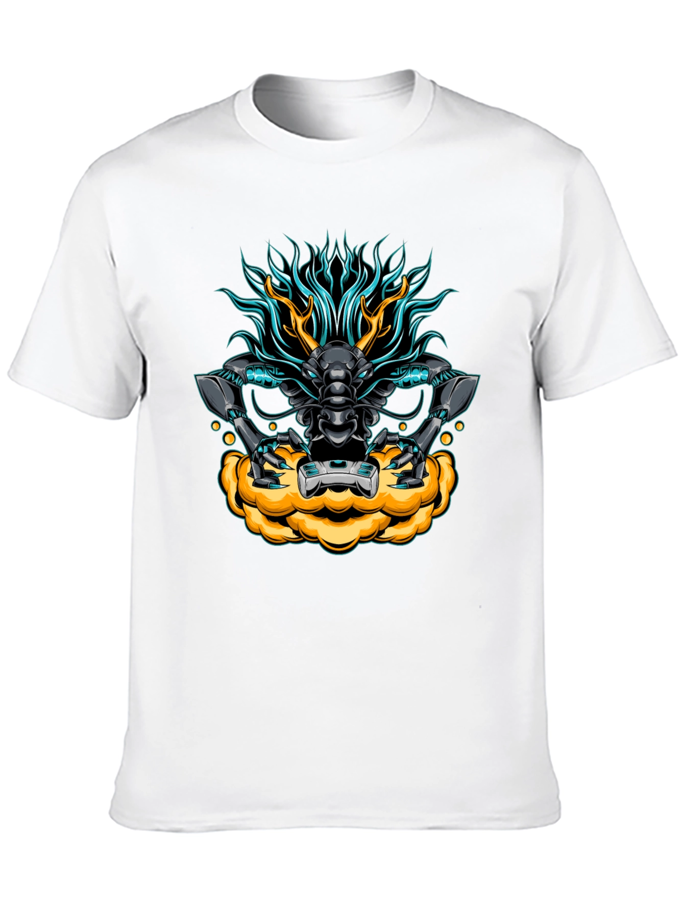 Black Cyberpunk Dragon Graphic Tee - Black view 10