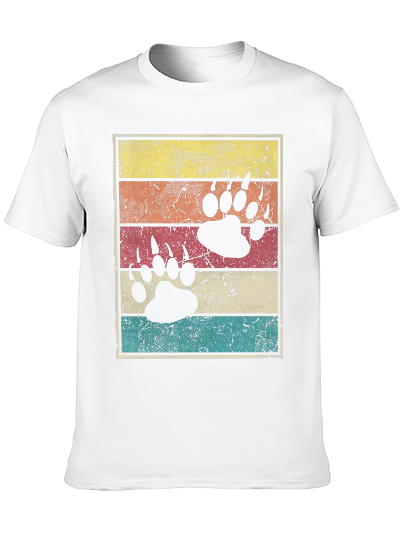 Black Retro Bear Paw Print T-Shirt view 10
