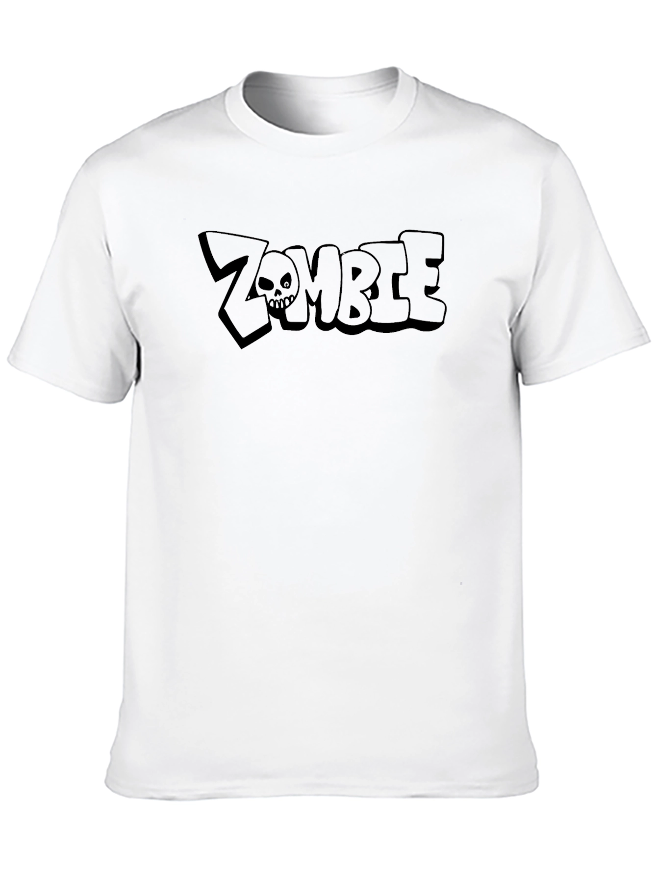 Black Zombie Skull Graphic Tee - Black Cotton Blend view 10