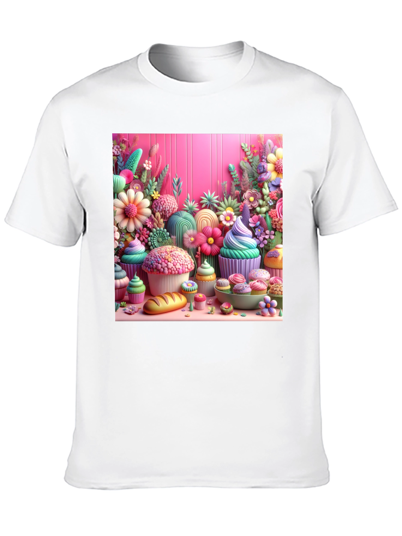 Black Sweet Treat Floral Cupcake T-Shirt view 10