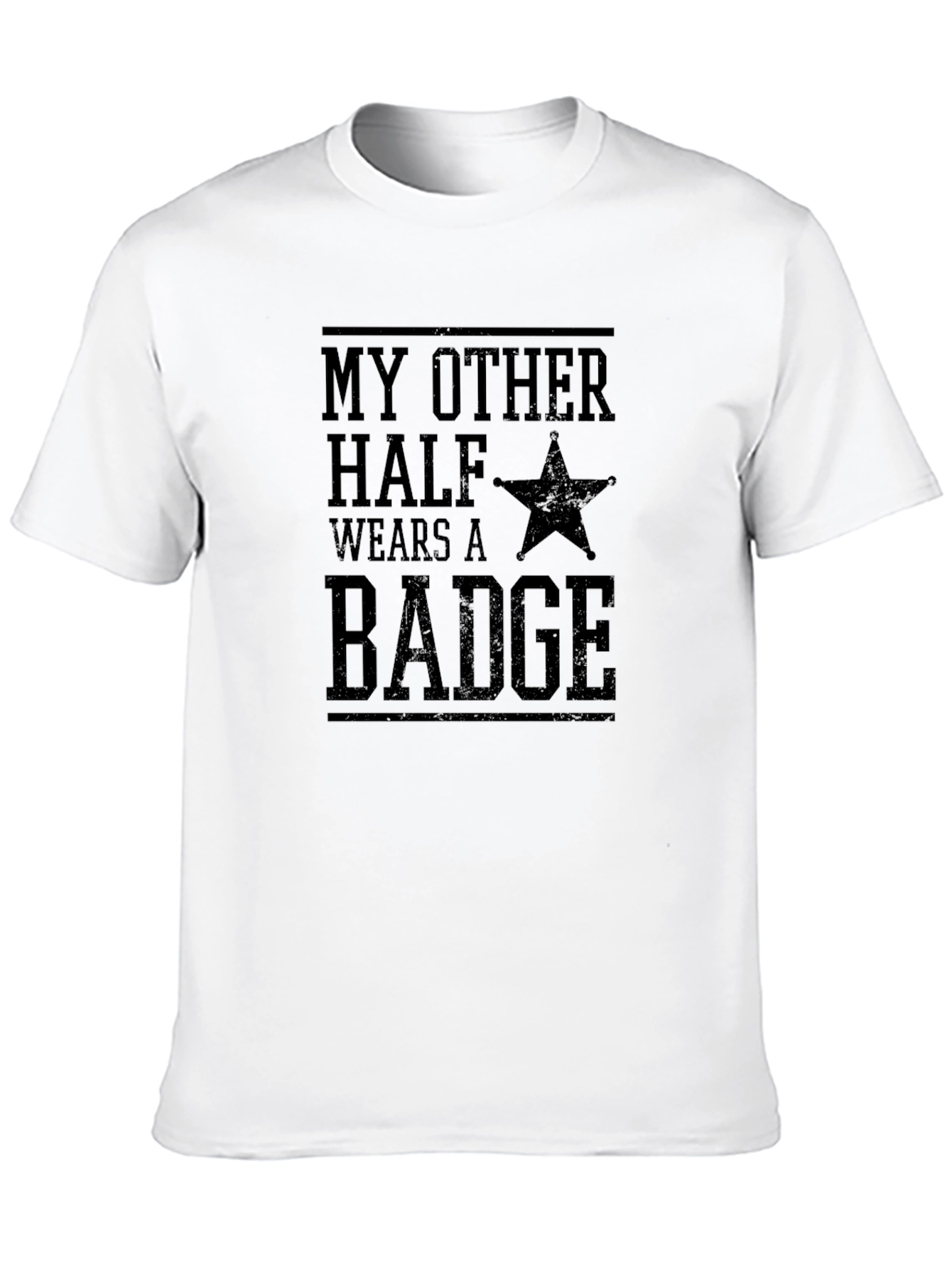 Black My Other Half Wears A Badge Graphic Tee view 10