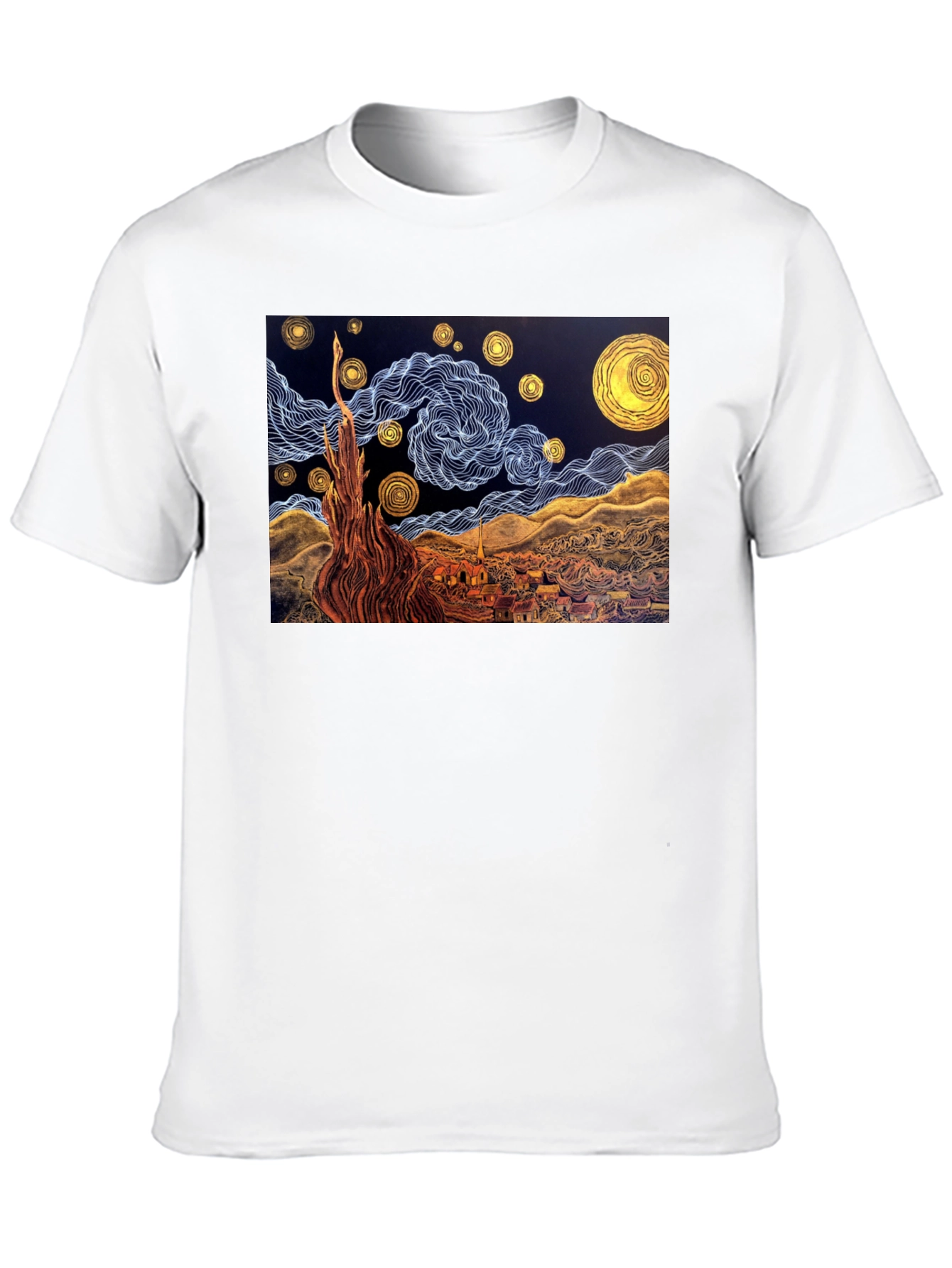 Black Starry Night Art T-Shirt view 10