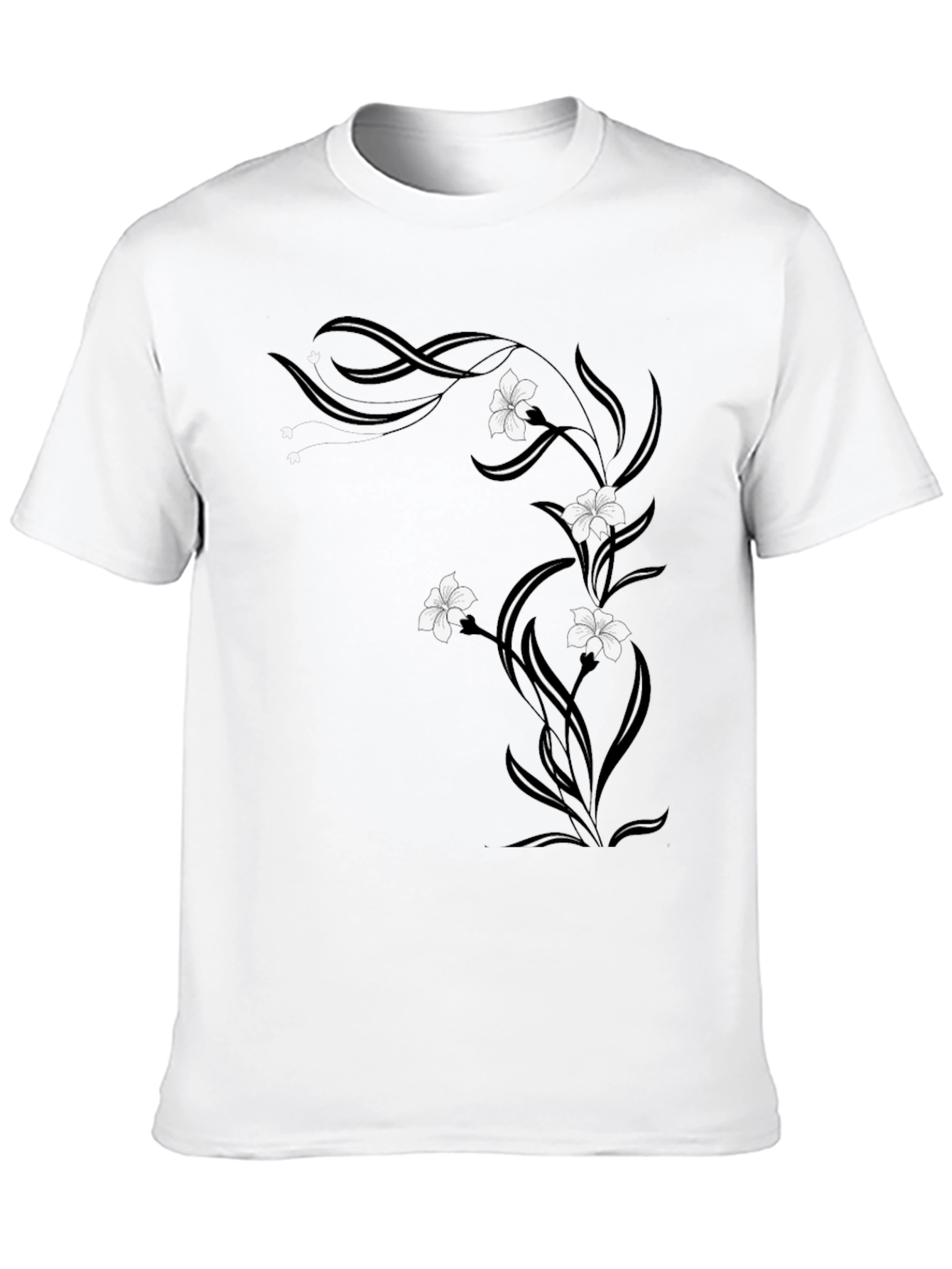 Black Floral Vine Graphic Tee - Black Cotton Blend view 10