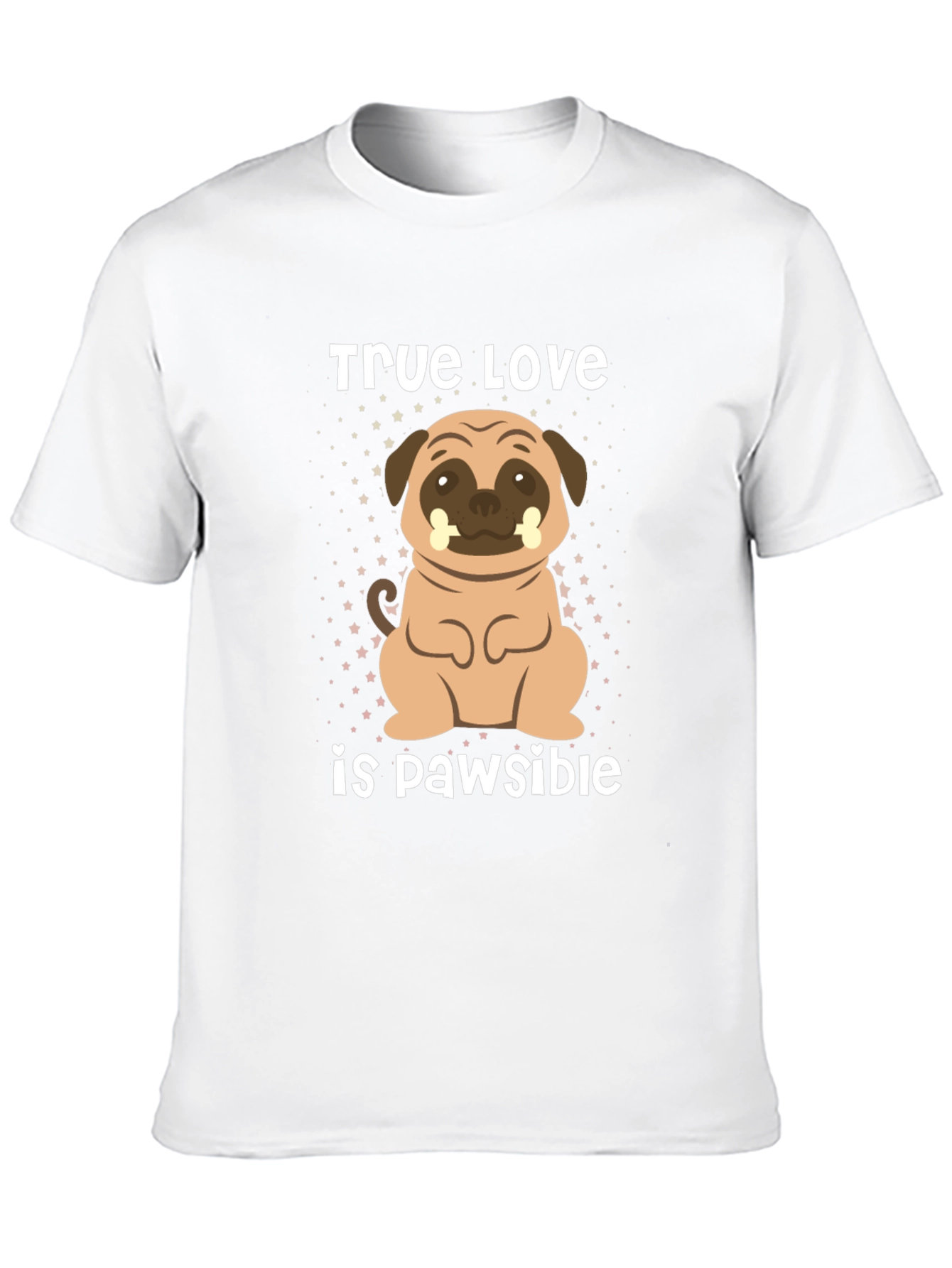 Black True Love is Pawsible Pug T-Shirt view 10