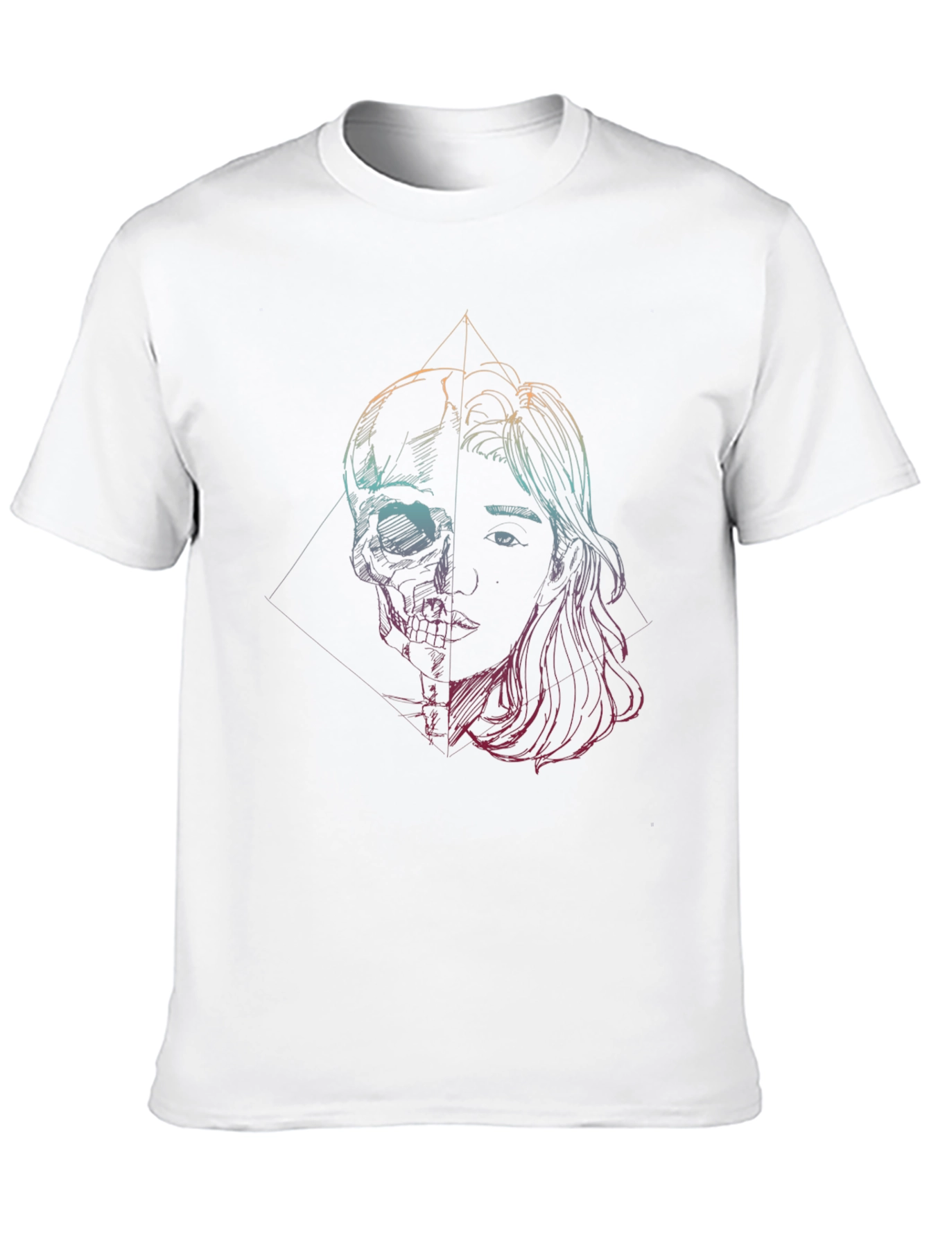 Black Skull & Woman Graphic Tee - Edgy Art T-Shirt view 10