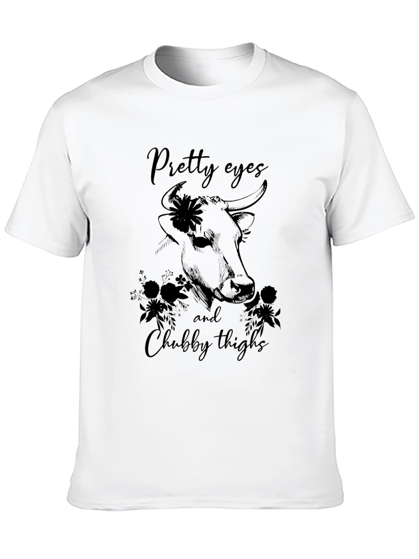 Black Pretty Eyes & Chubby Thighs Bull Graphic T-Shirt view 10