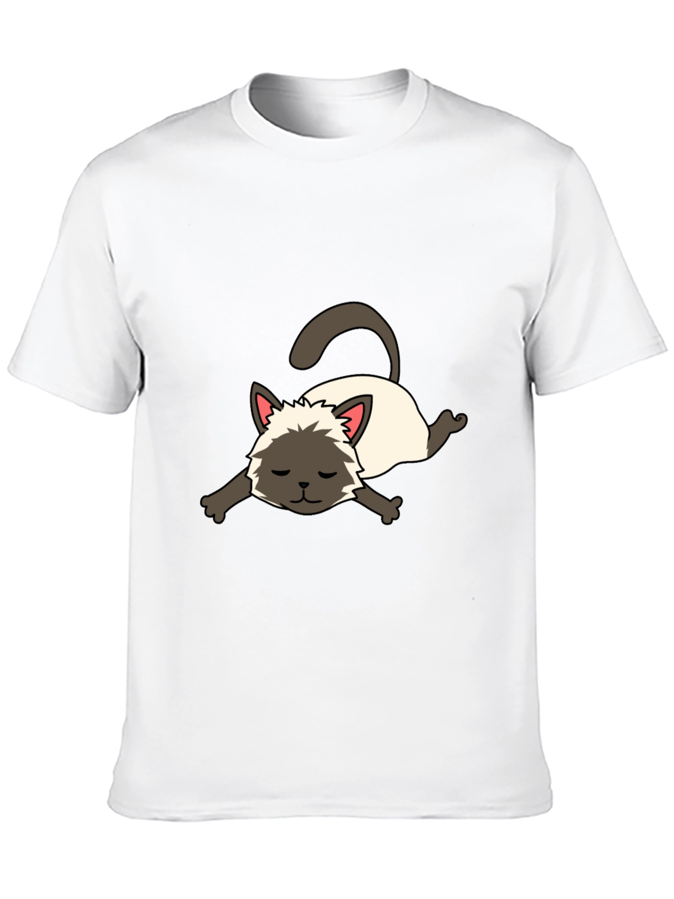 Black Cartoon Siamese Cat Unisex T-Shirt view 10