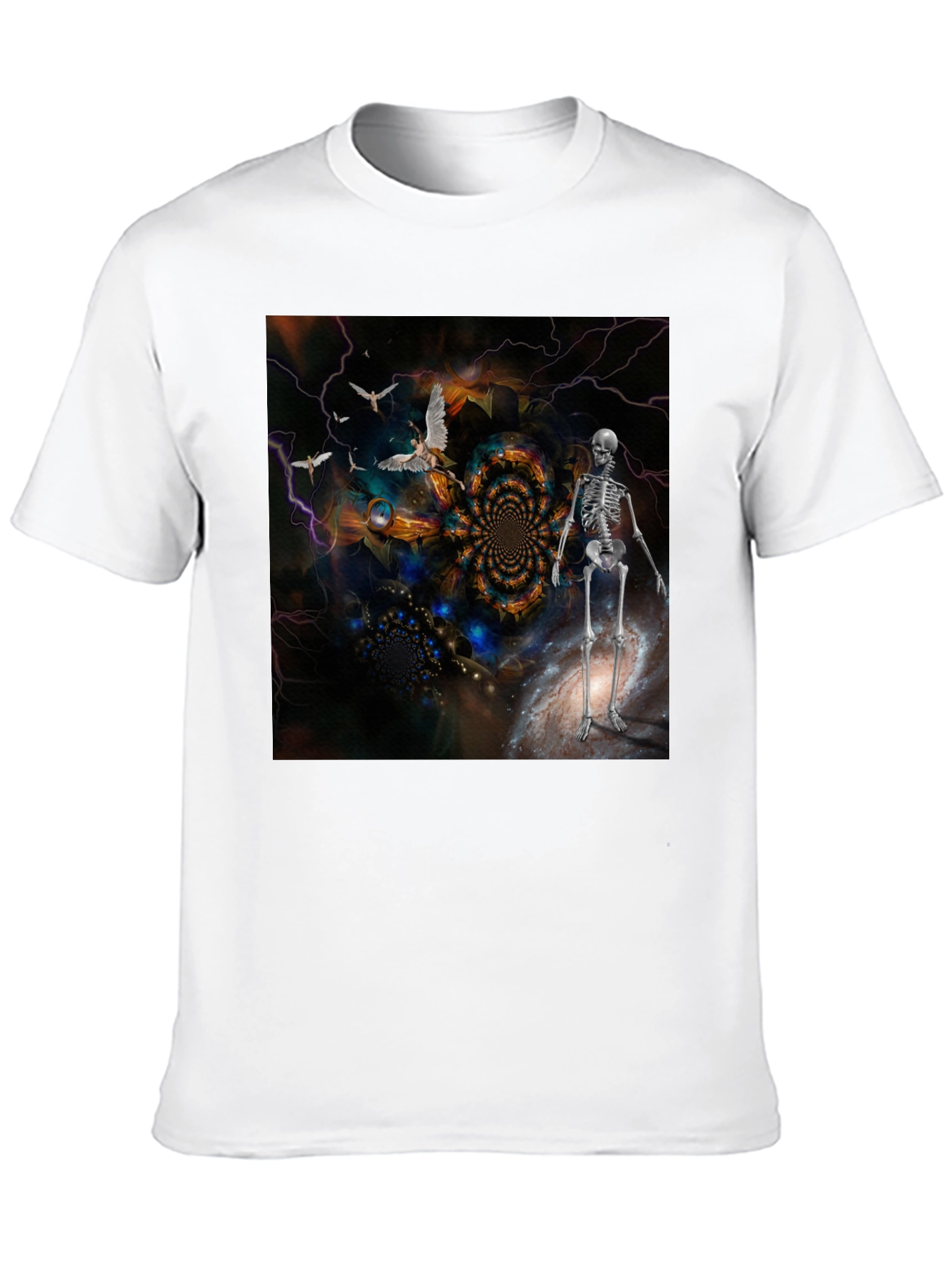 Black Surreal Skeleton Art T-Shirt view 10