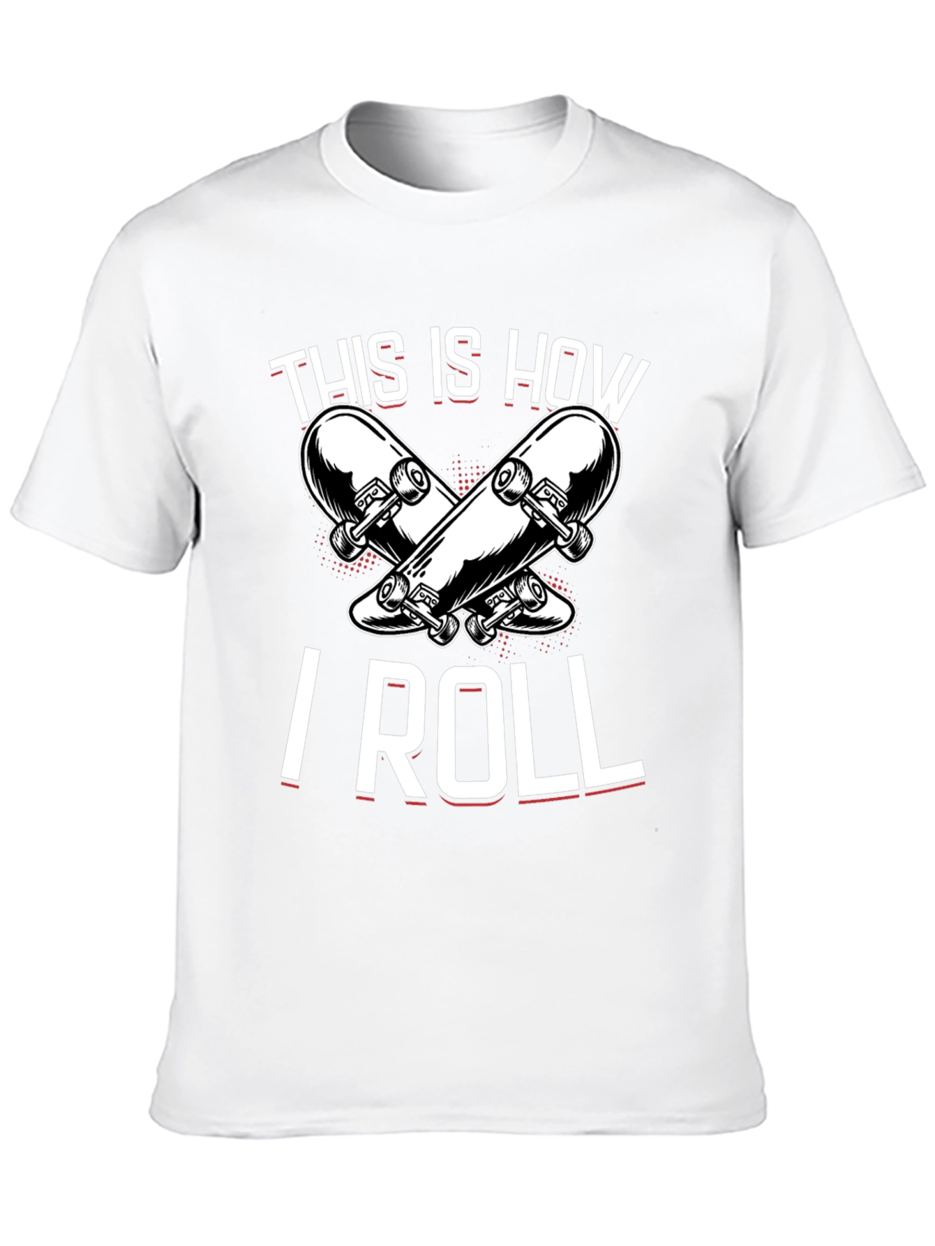 Black Skateboarder T-Shirt: "This Is How I Roll" Black Tee view 10