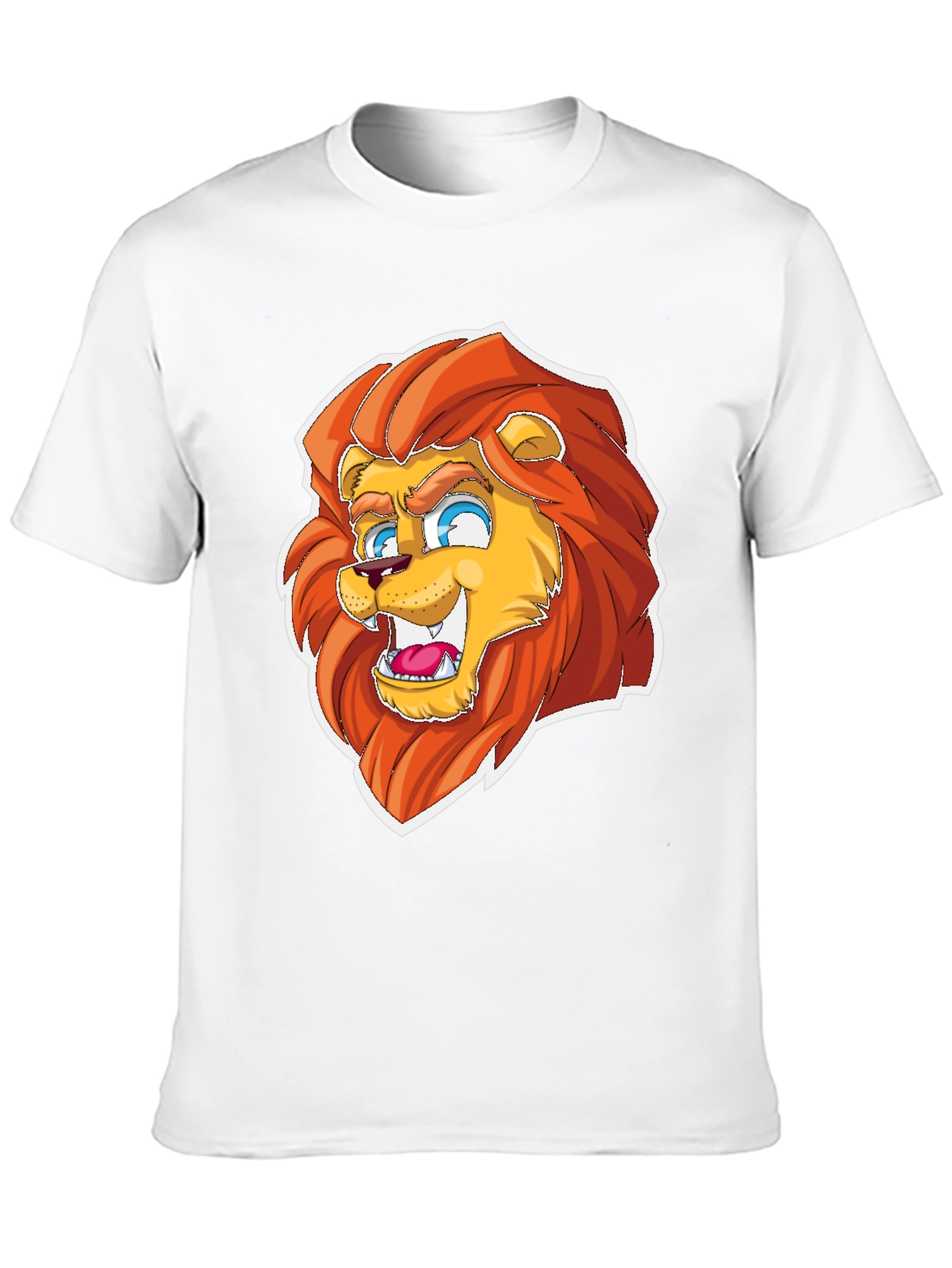 Black Cartoon Lion Graphic Tee - Black Cotton Blend view 10