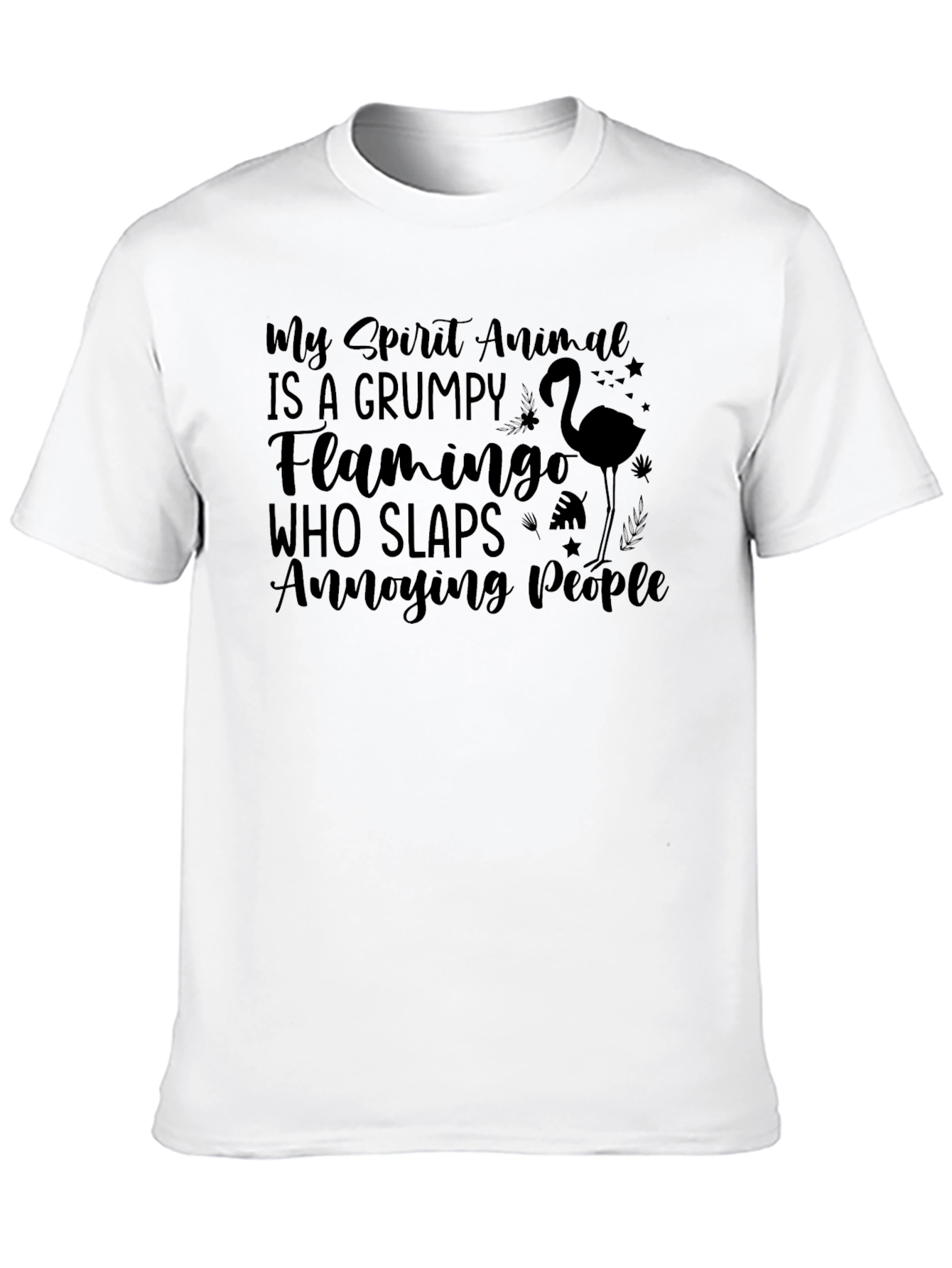 Black Grumpy Flamingo T-Shirt - Funny Animal Tee view 10