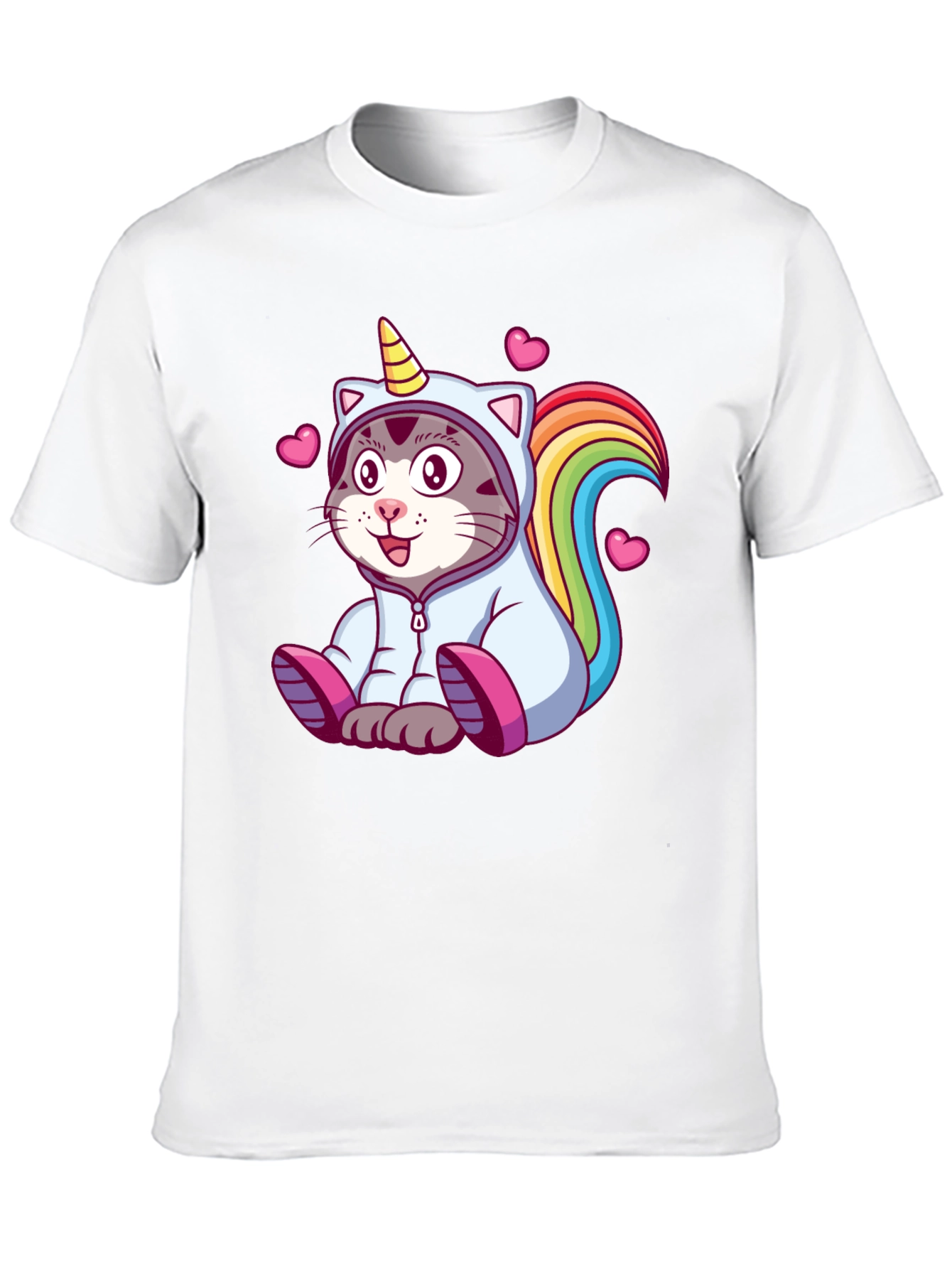 Black Unicorn Cat T-Shirt - Cute Cartoon Animal Tee view 10