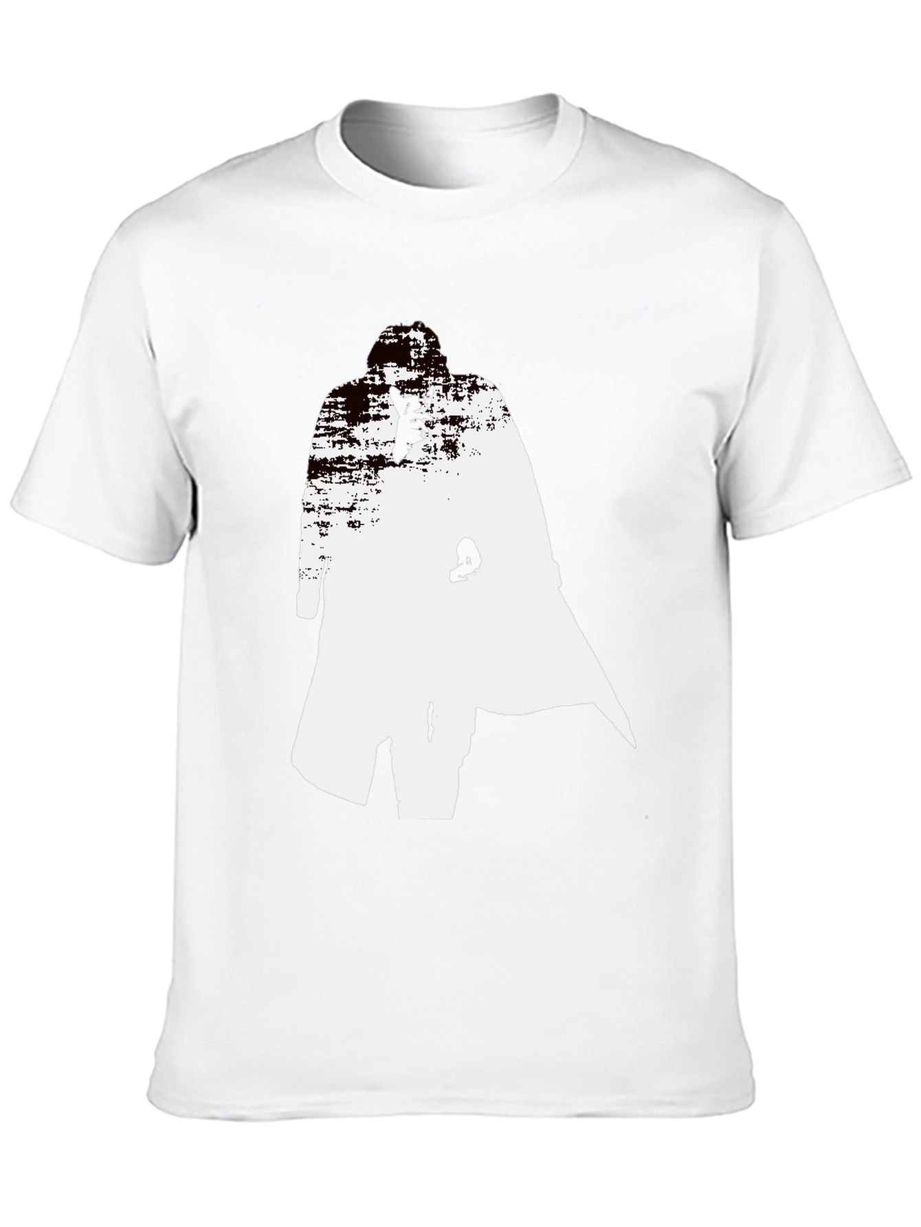 Black Abstract Trench Coat Graphic Tee - Stylish Black T-Shirt view 10