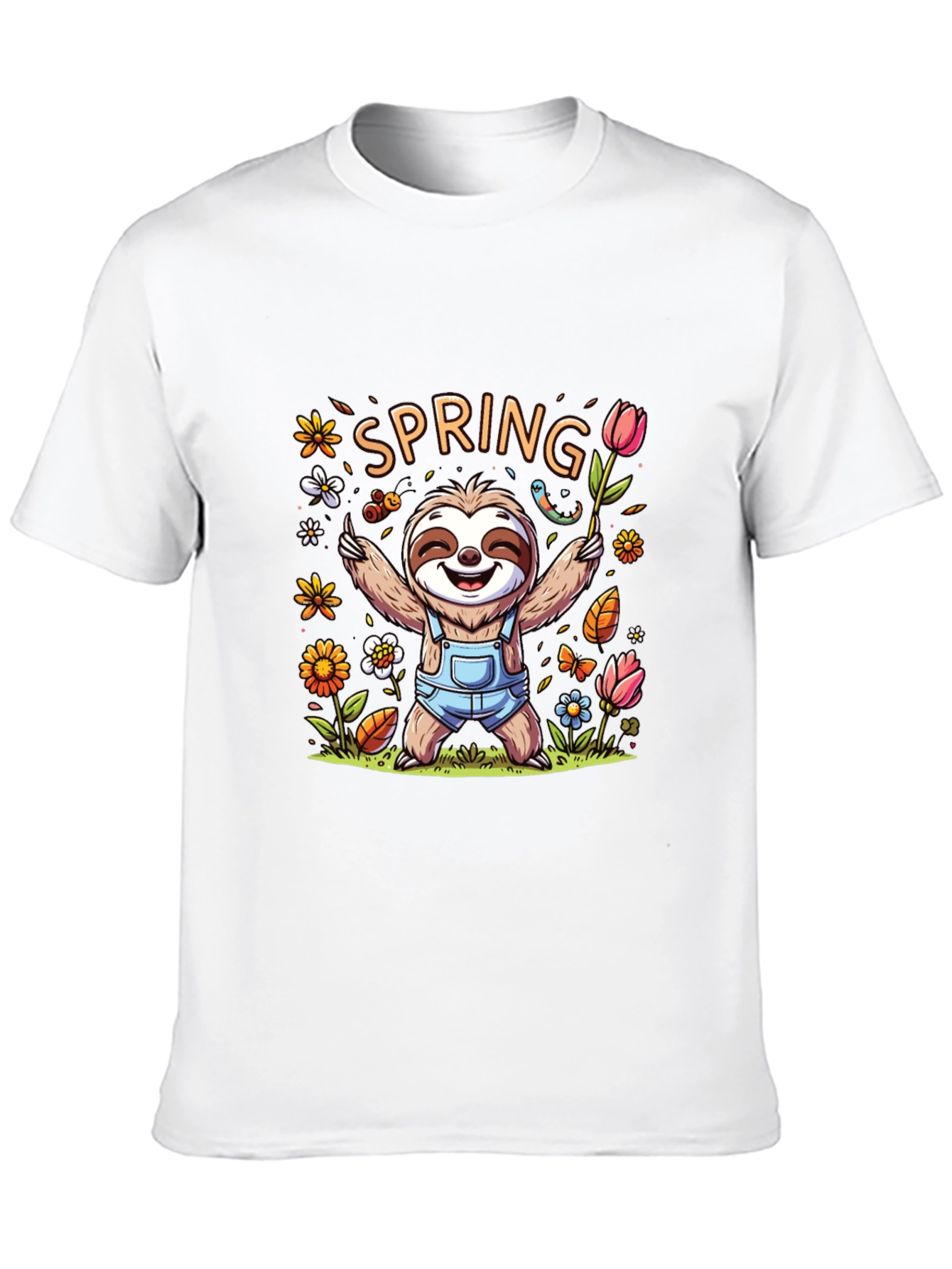 Black Spring Sloth Graphic Tee - Unisex Black T-Shirt view 10