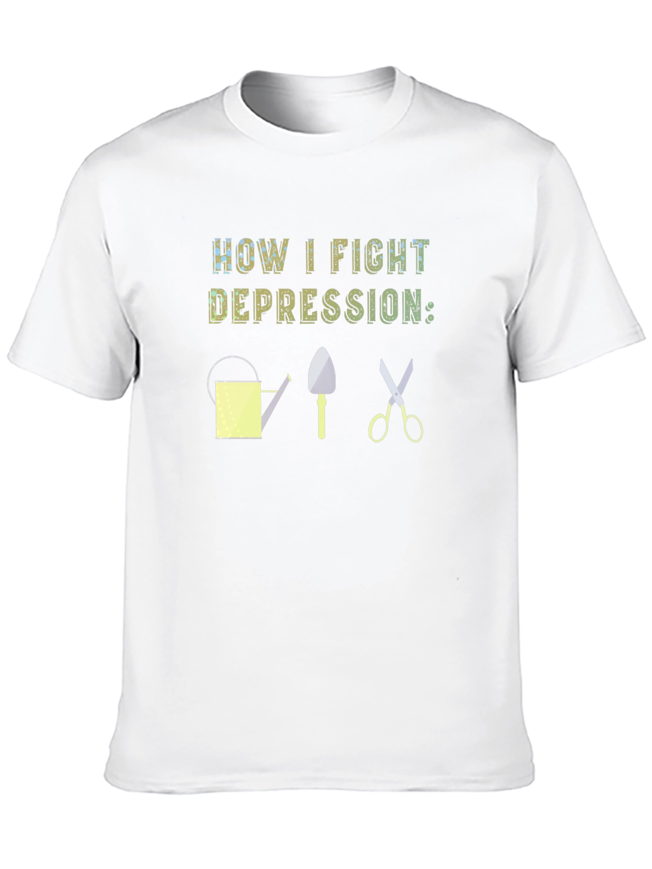 Black How I Fight Depression Gardening T-Shirt view 10
