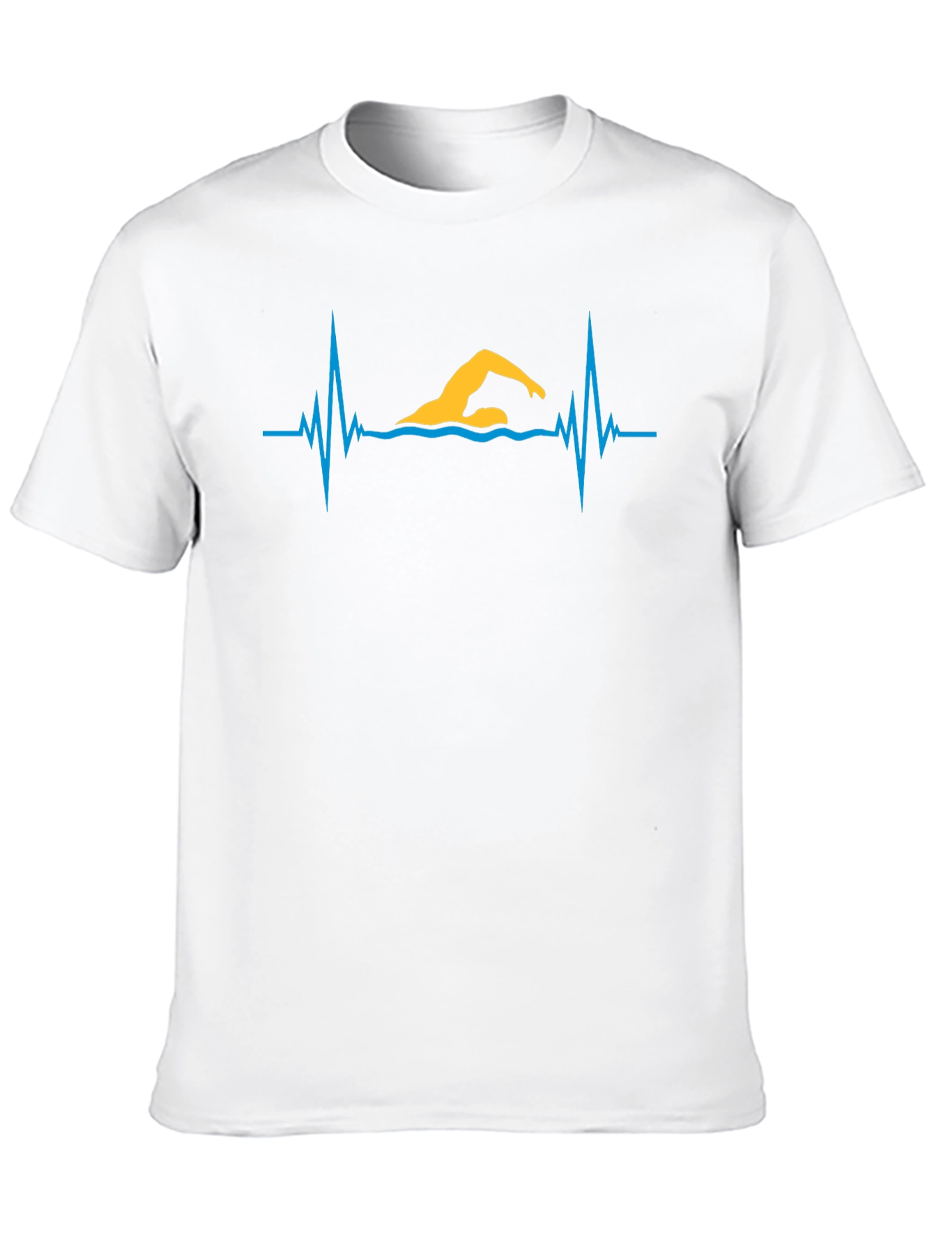 Black Swimmer Heartbeat Graphic Tee - Black Cotton T-Shirt view 10