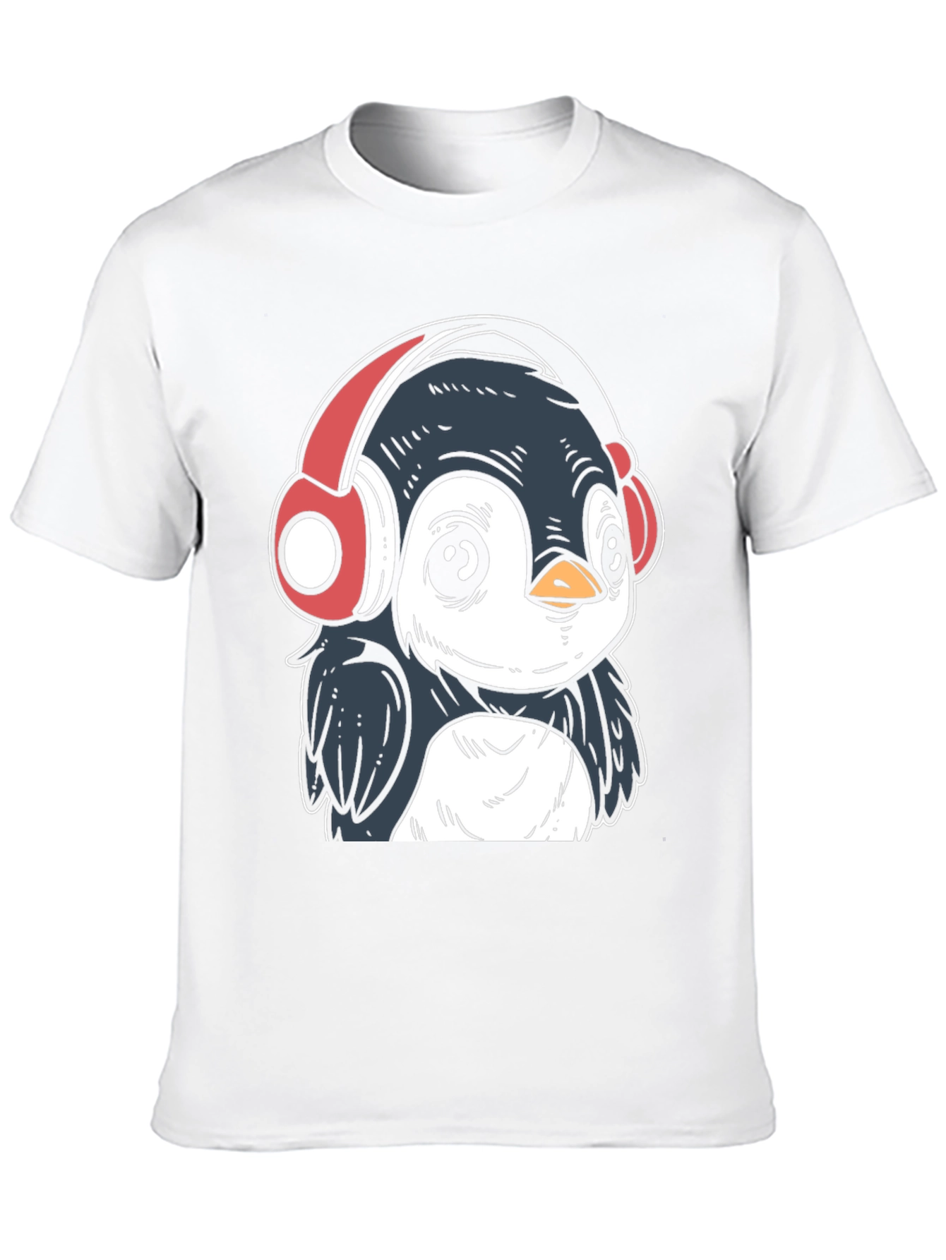 Black Penguin Headphones Graphic Tee - Cool Black T-Shirt view 10