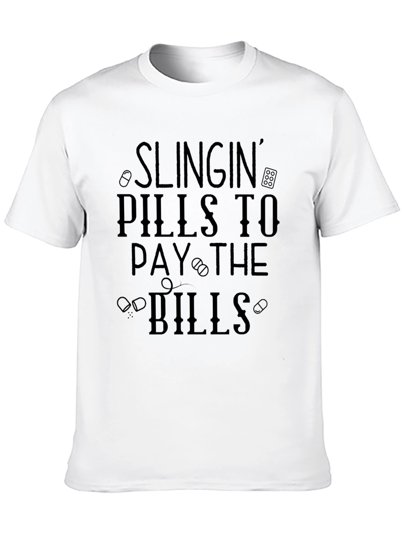 Black Slingin' Pills T-Shirt - Novelty Graphic Tee view 10
