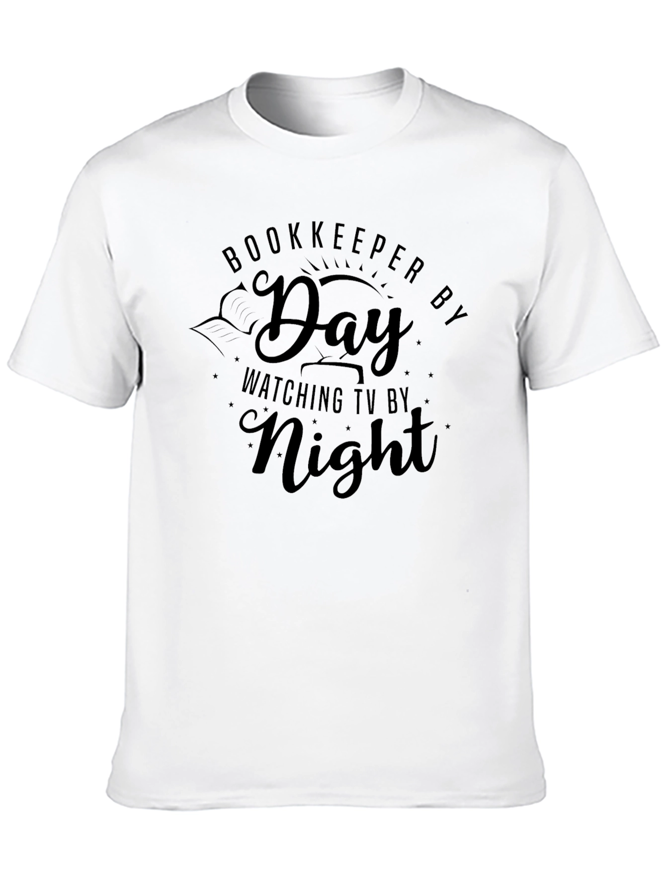 Black Bookkeeper by Day, TV by Night Black T-Shirt view 10