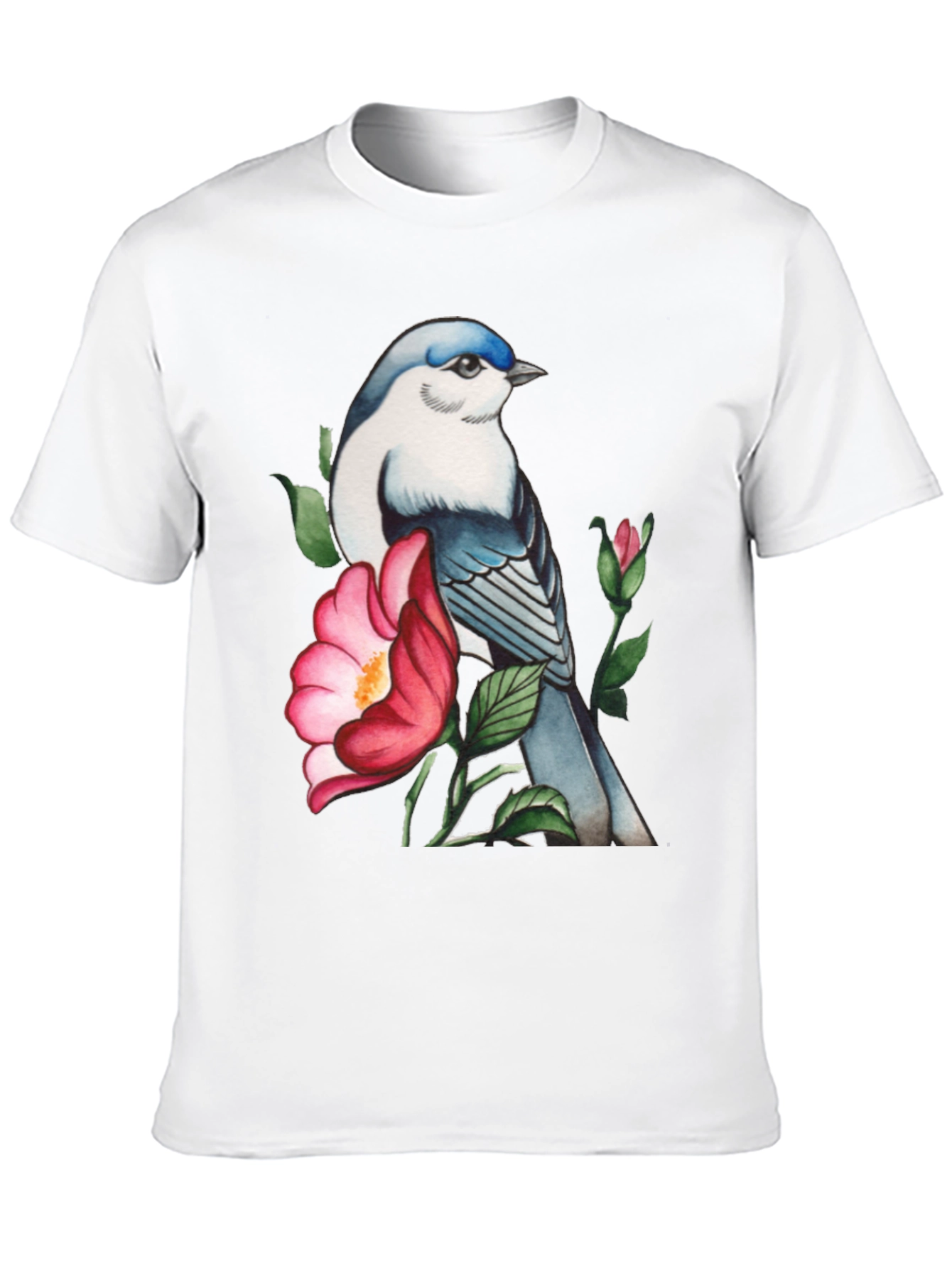 Black Bird and Blossom Graphic Tee - Stylish Nature Design view 10