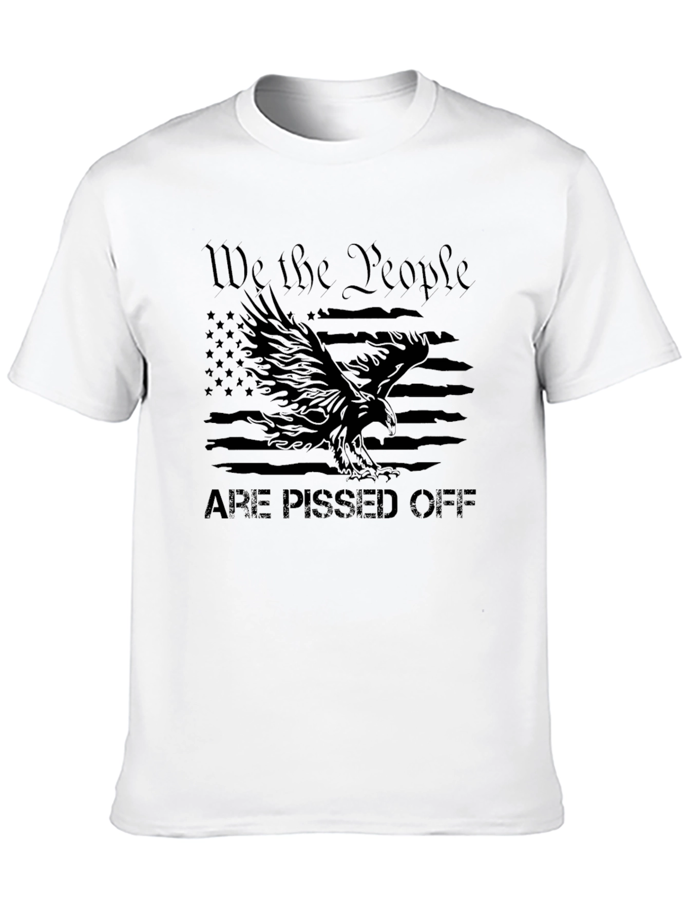 Black We The People Are Pissed Off Eagle USA Flag T-Shirt view 10
