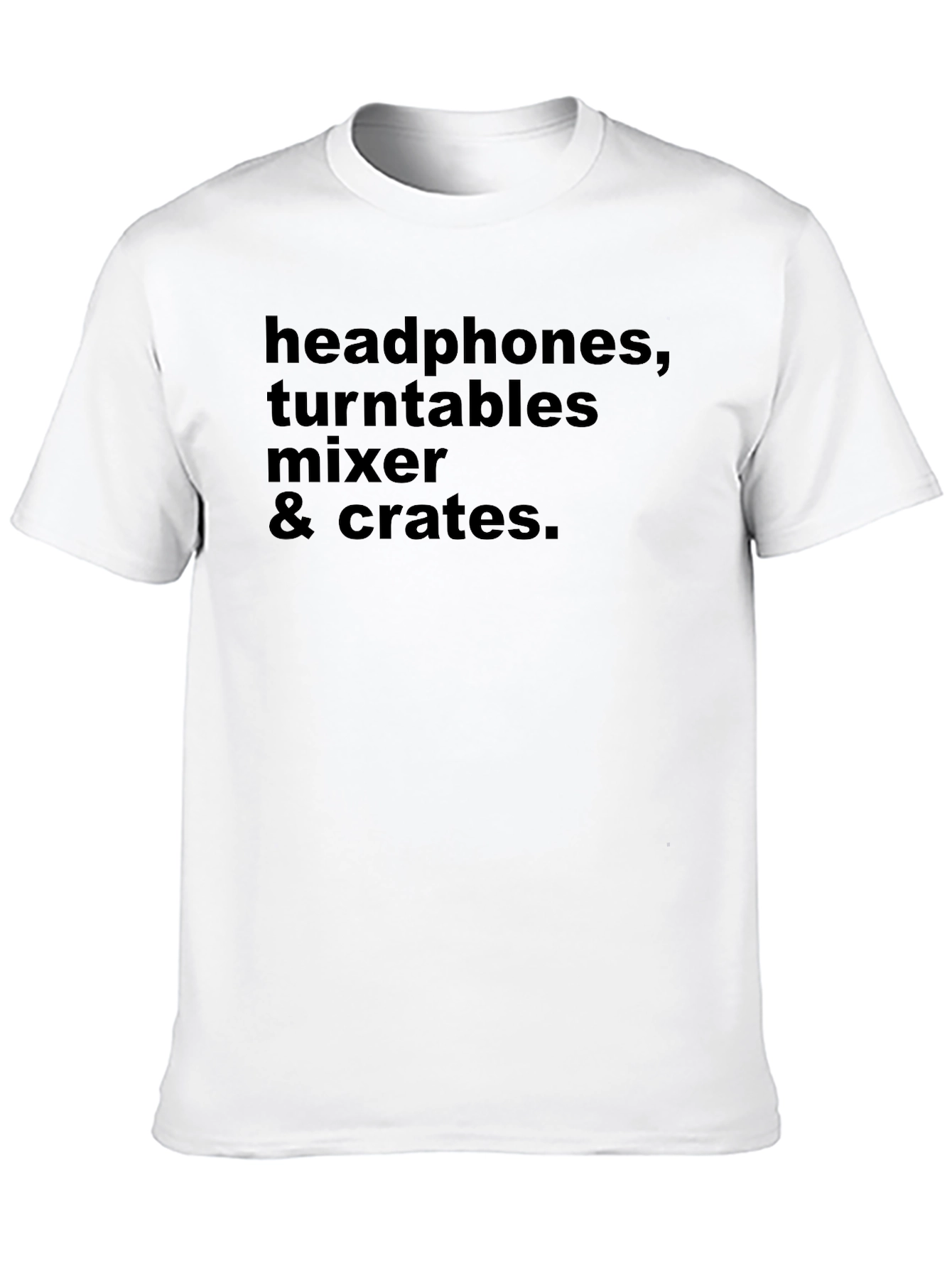 Black DJ Gear T-Shirt: Headphones, Turntables, Mixer & Crates view 10
