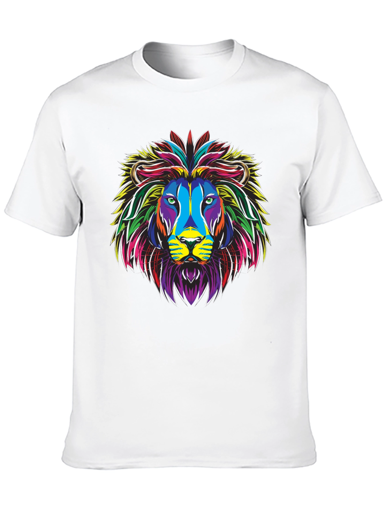 Black Colorful Lion Graphic Print Black T-Shirt view 10